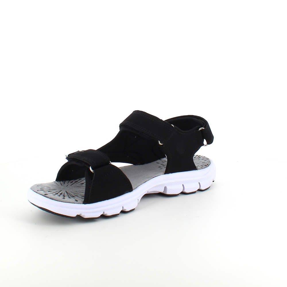 Lett og fleksibel sandal i svart med borrelås