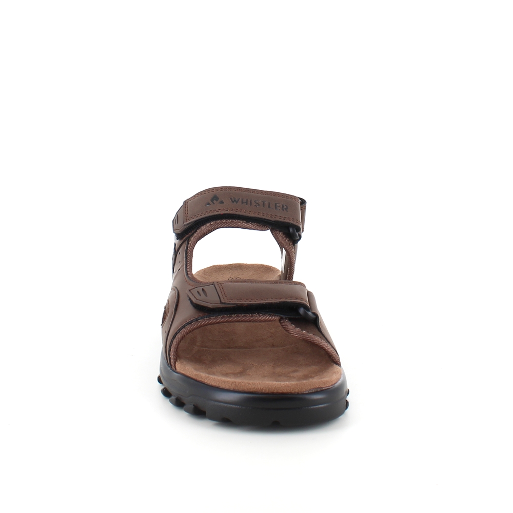 Brun herresandal med tre borrelåsremmer og en god bredde