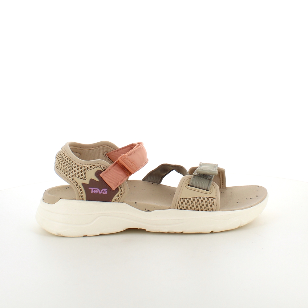 Beige sandal fra Teva med høy støtabsorbering og justerbare remmer