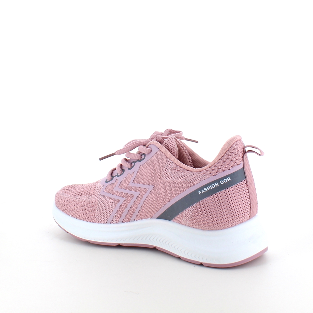 Rosa joggesko i pustende materiale med fleksibel såle
