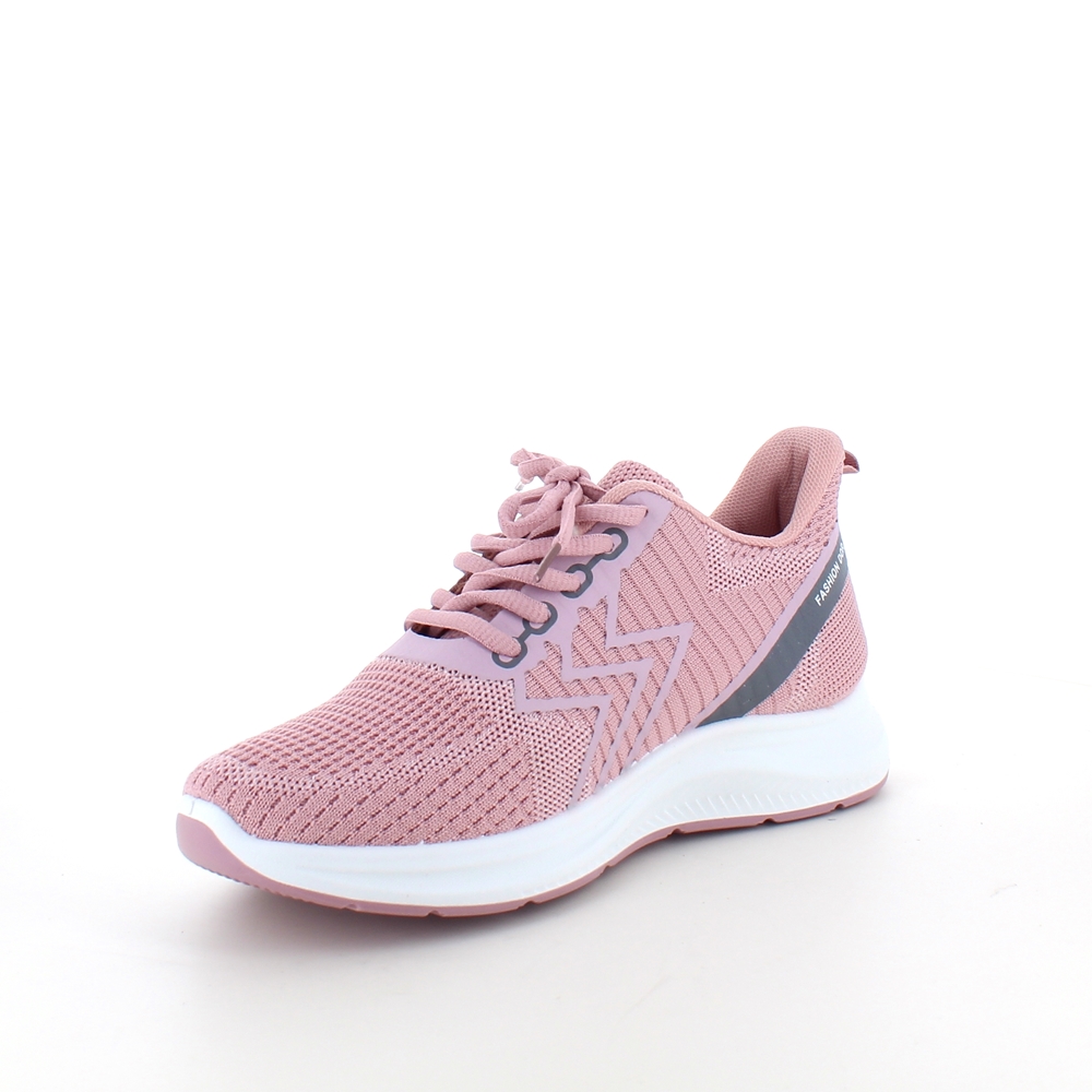 Rosa joggesko i pustende materiale med fleksibel såle