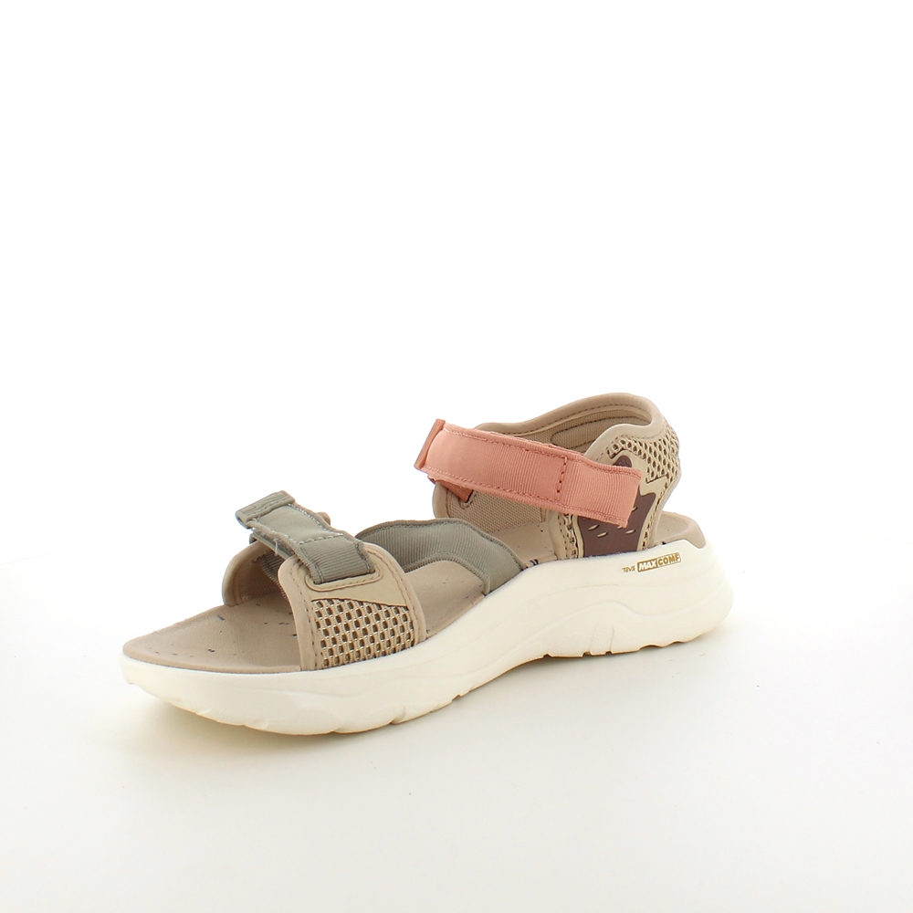 Beige sandal fra Teva med høy støtabsorbering og justerbare remmer