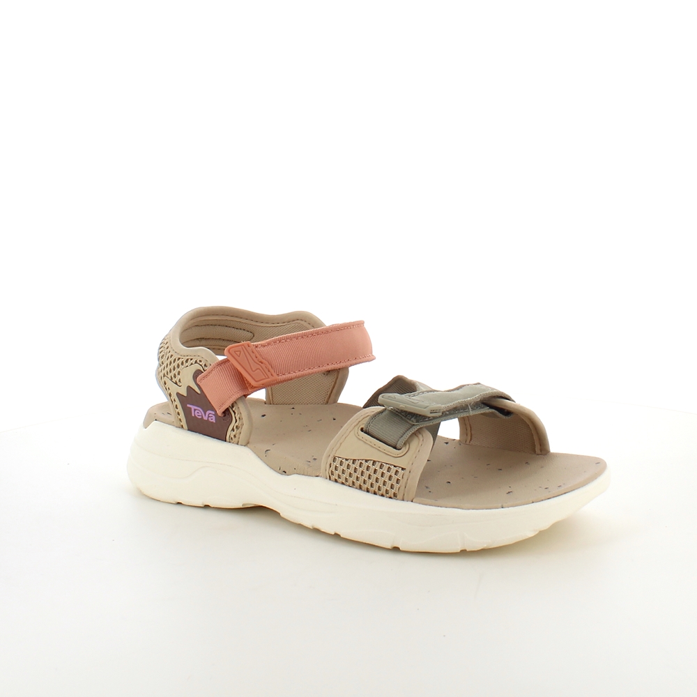 Beige sandal fra Teva med høy støtabsorbering og justerbare remmer