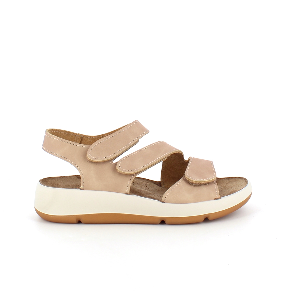 Elegant beige skinnsandal med justerbare remmer