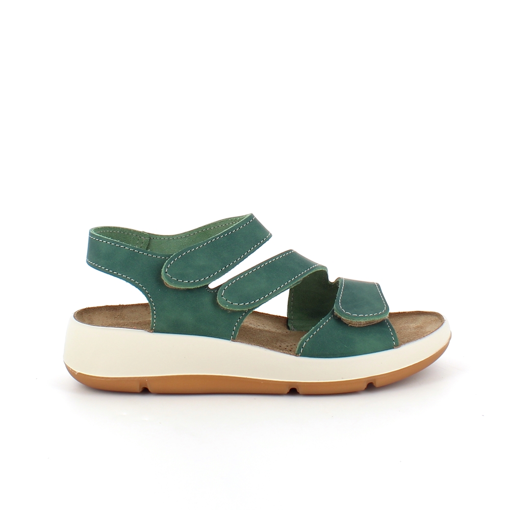 Elegant grønn skinnsandal med justerbare remmer