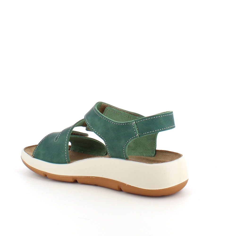 Elegant grønn skinnsandal med justerbare remmer