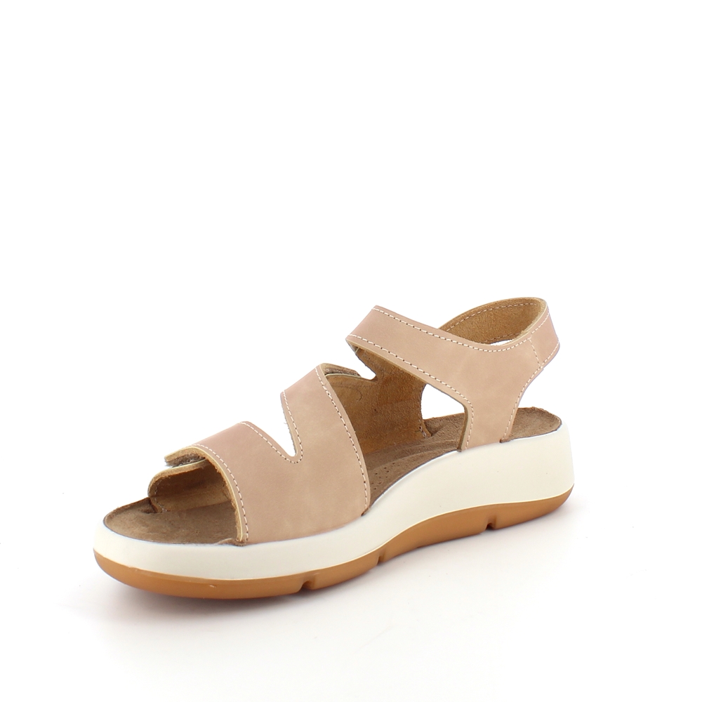 Elegant beige skinnsandal med justerbare remmer