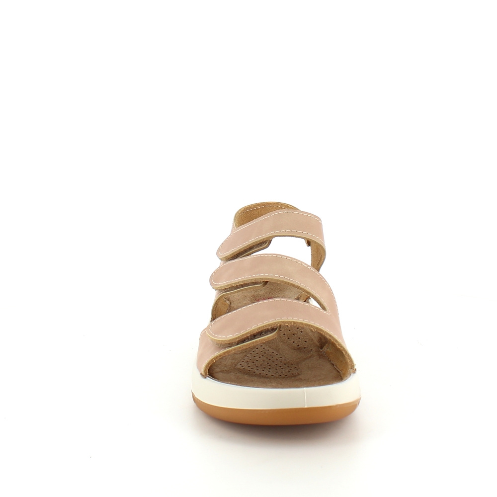 Elegant beige skinnsandal med justerbare remmer