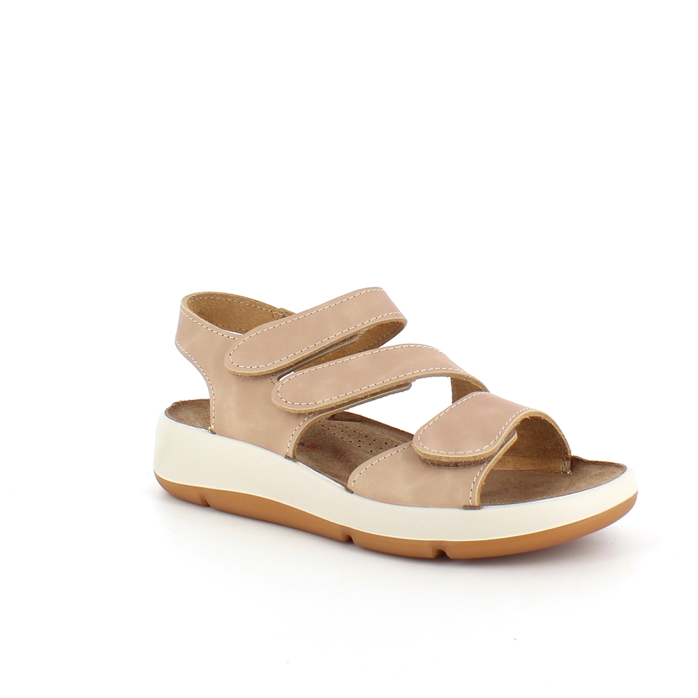 Elegant beige skinnsandal med justerbare remmer