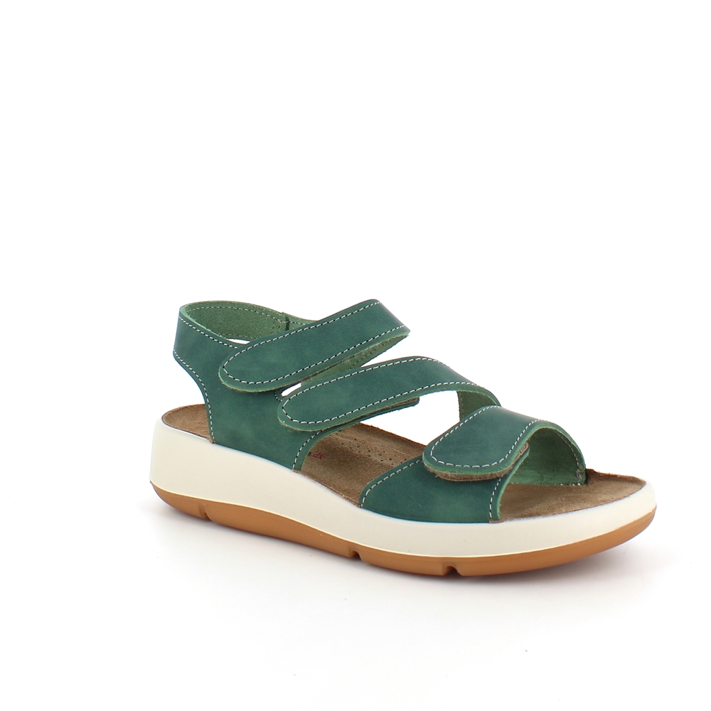 Elegant grønn skinnsandal med justerbare remmer