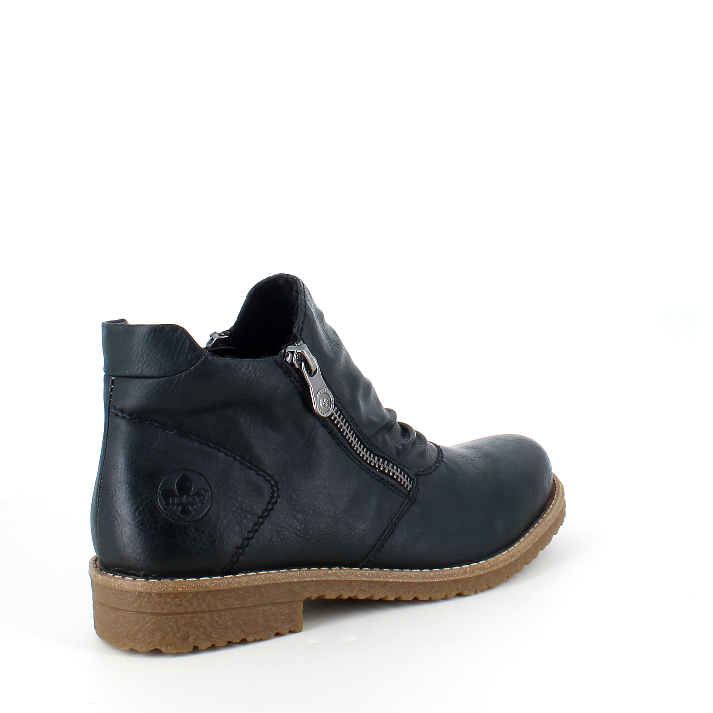 Mørkegrønn kort støvel fra Rieker med dobbelt glidelås