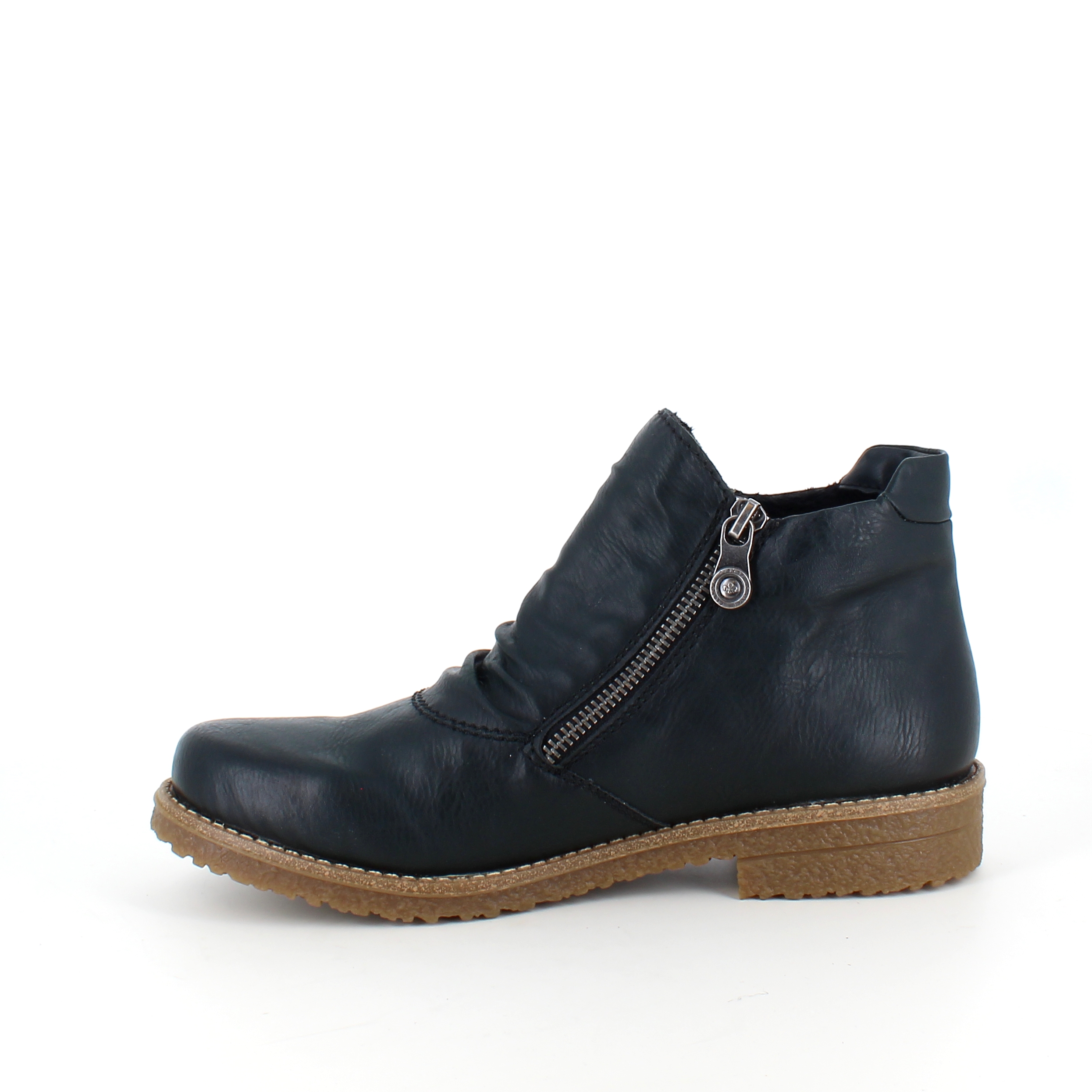 Mørkegrønn kort støvel fra Rieker med dobbelt glidelås