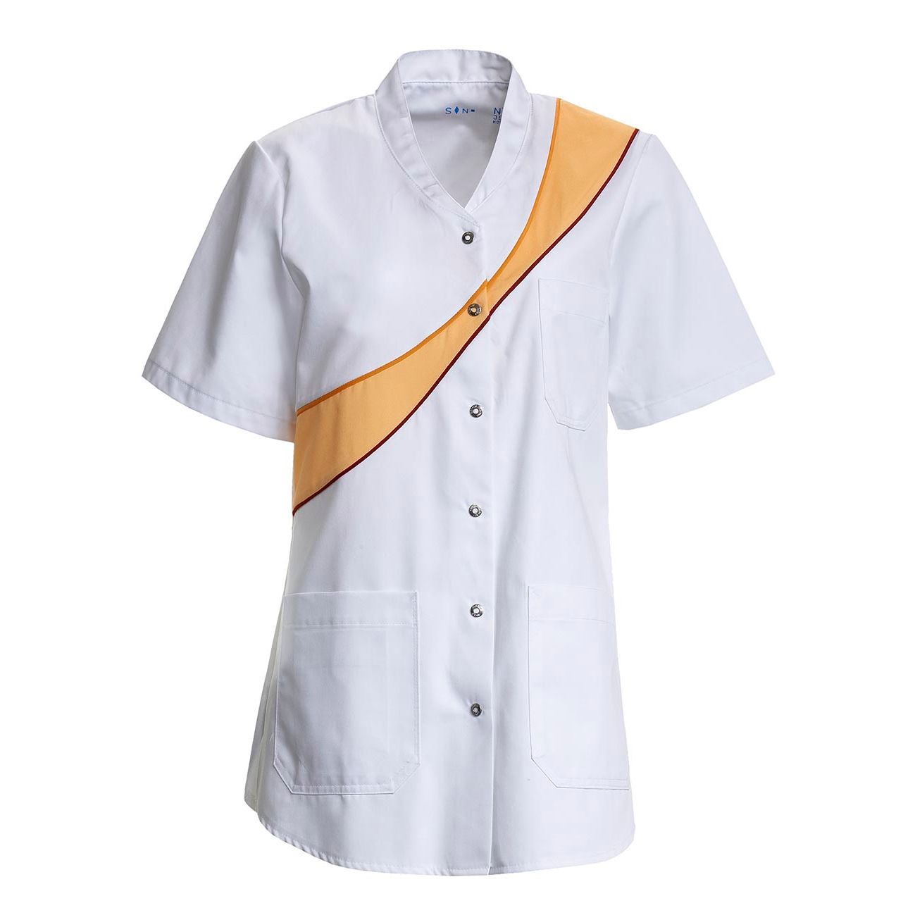 Nybo Hvit/Gul Dame Sunshine Tunika, Kortermet, Slisser, Komfort