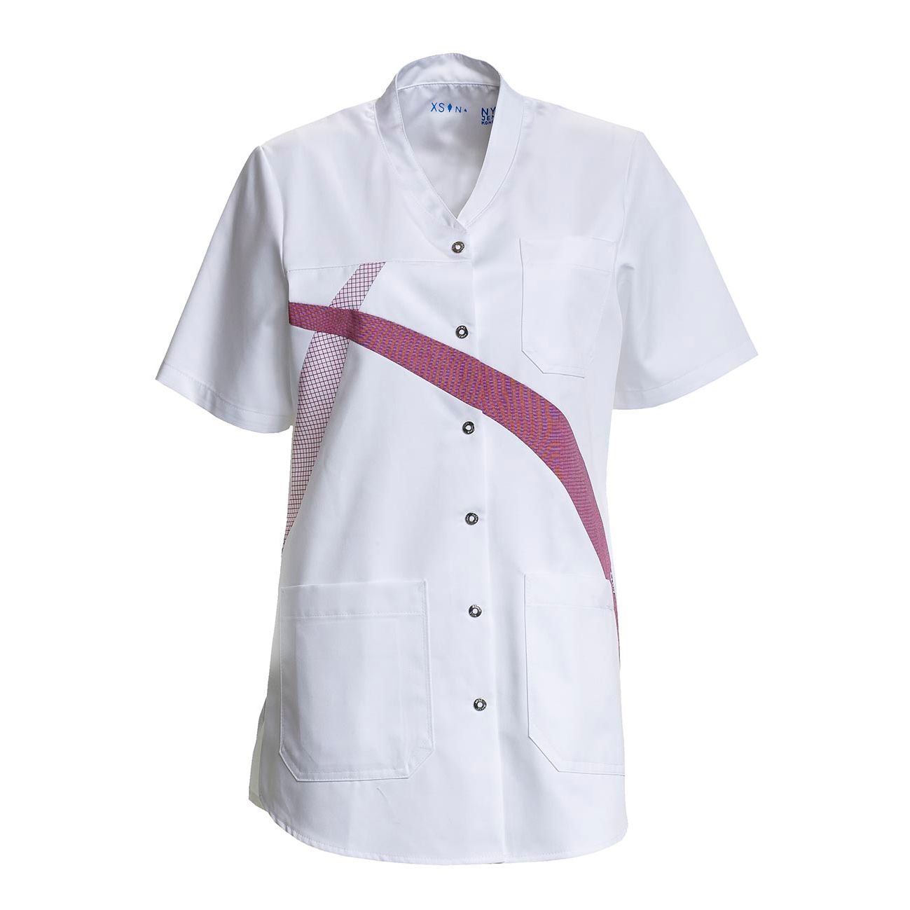 Nybo Hvit/Bordeaux Dametunika Agave, Kortermet, Bomull Innvendig, Komfort