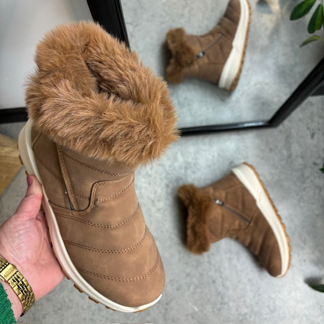 Brun vinterstøvel med mykt fôr og god støtdemping