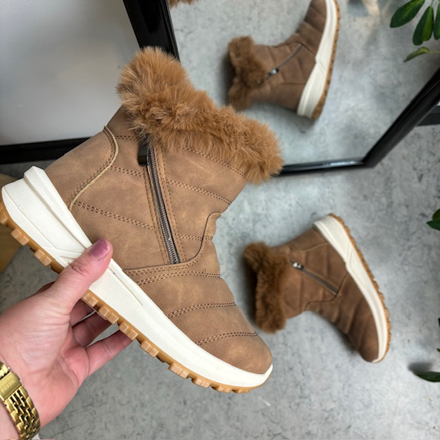 Brun vinterstøvel med mykt fôr og god støtdemping