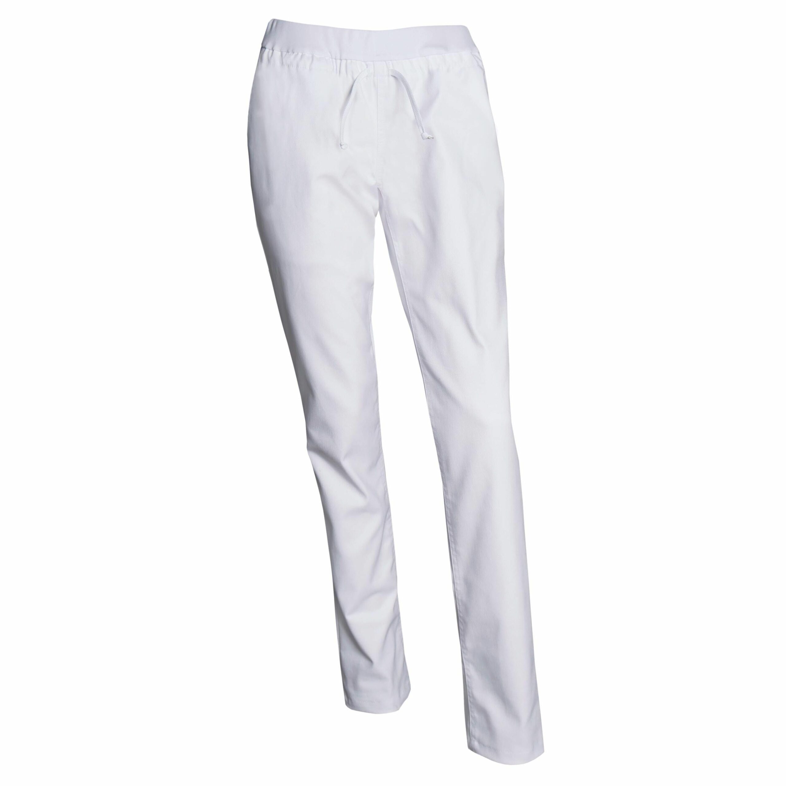 Nybo Hvite Unisex Harmonybukser, Pull-on, Stretch, Slankende Passform