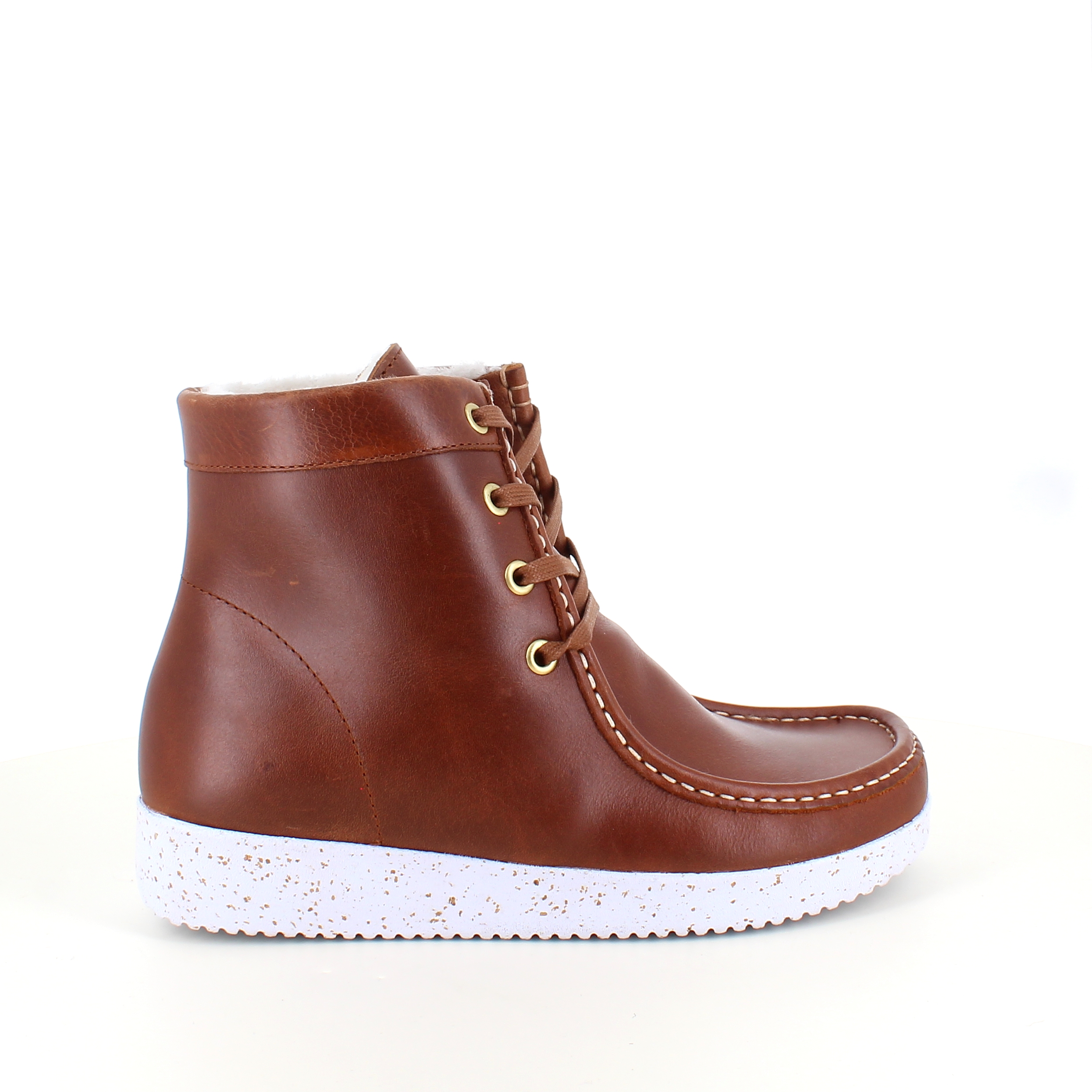 Brun lærstøvel fra Nature foret med ull