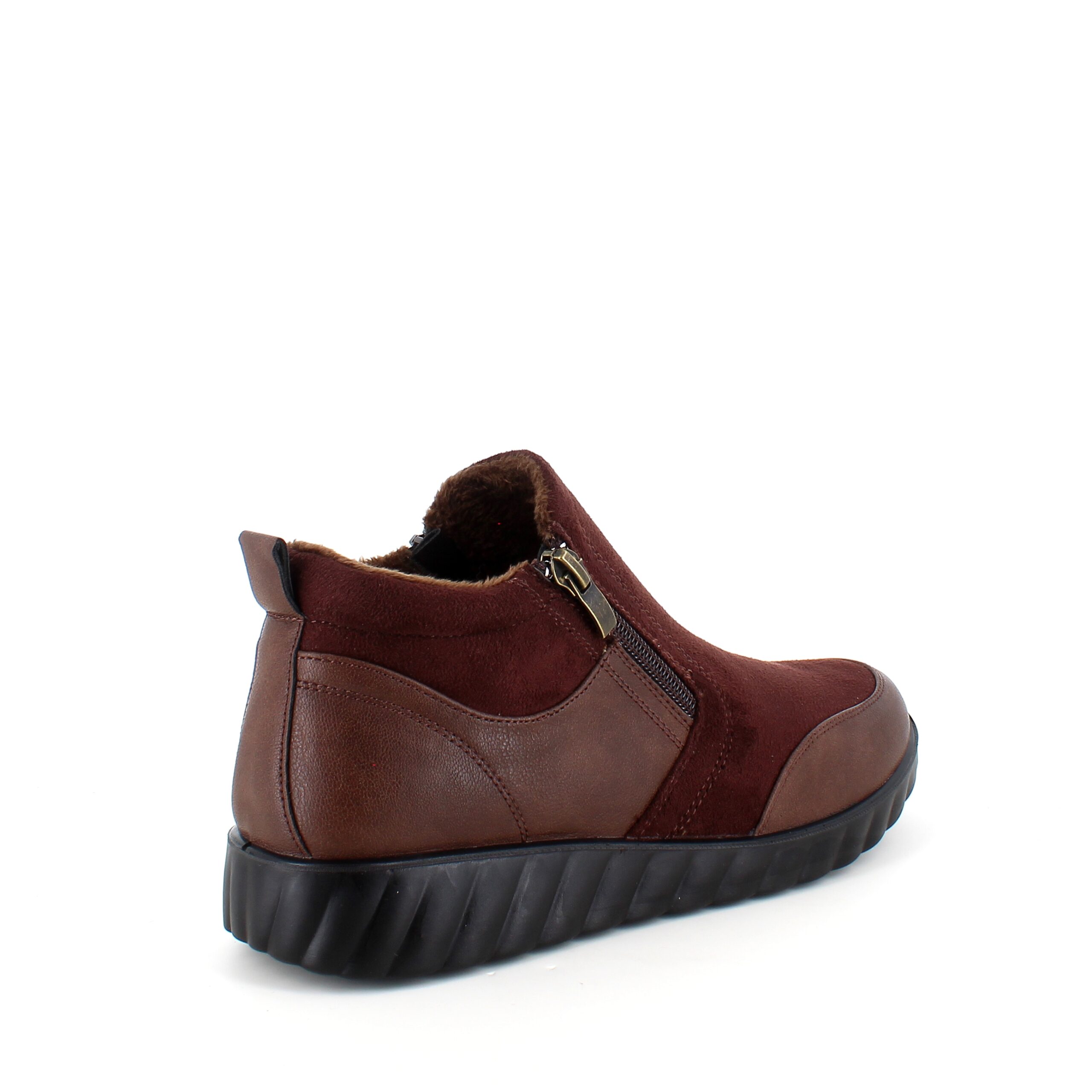 Kort brun støvel med dobbel glidelås