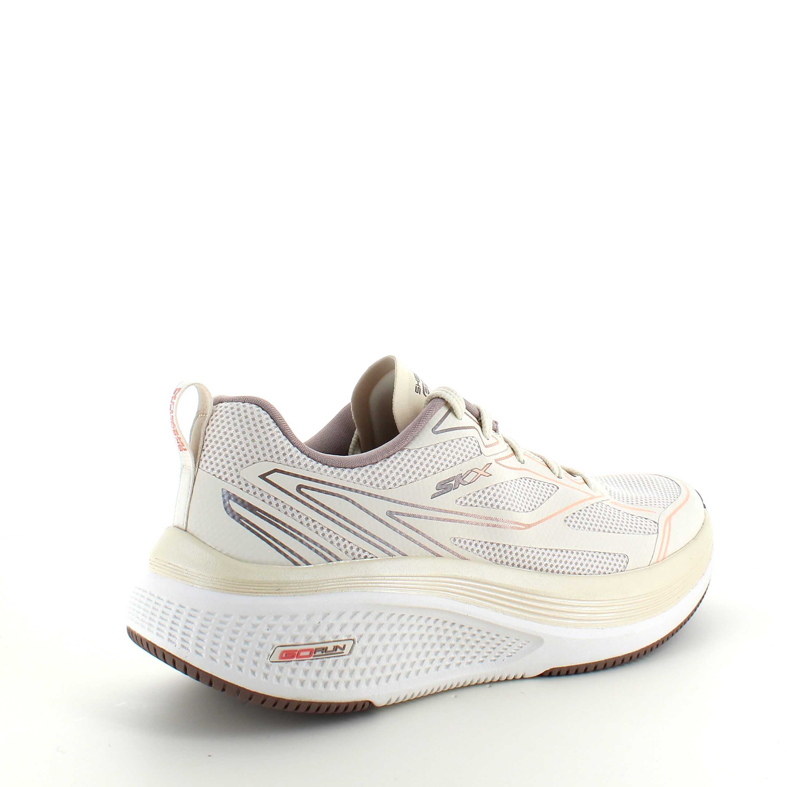 Ultralett hvit Skecherssko med effektiv støtdemping og stiv rulling