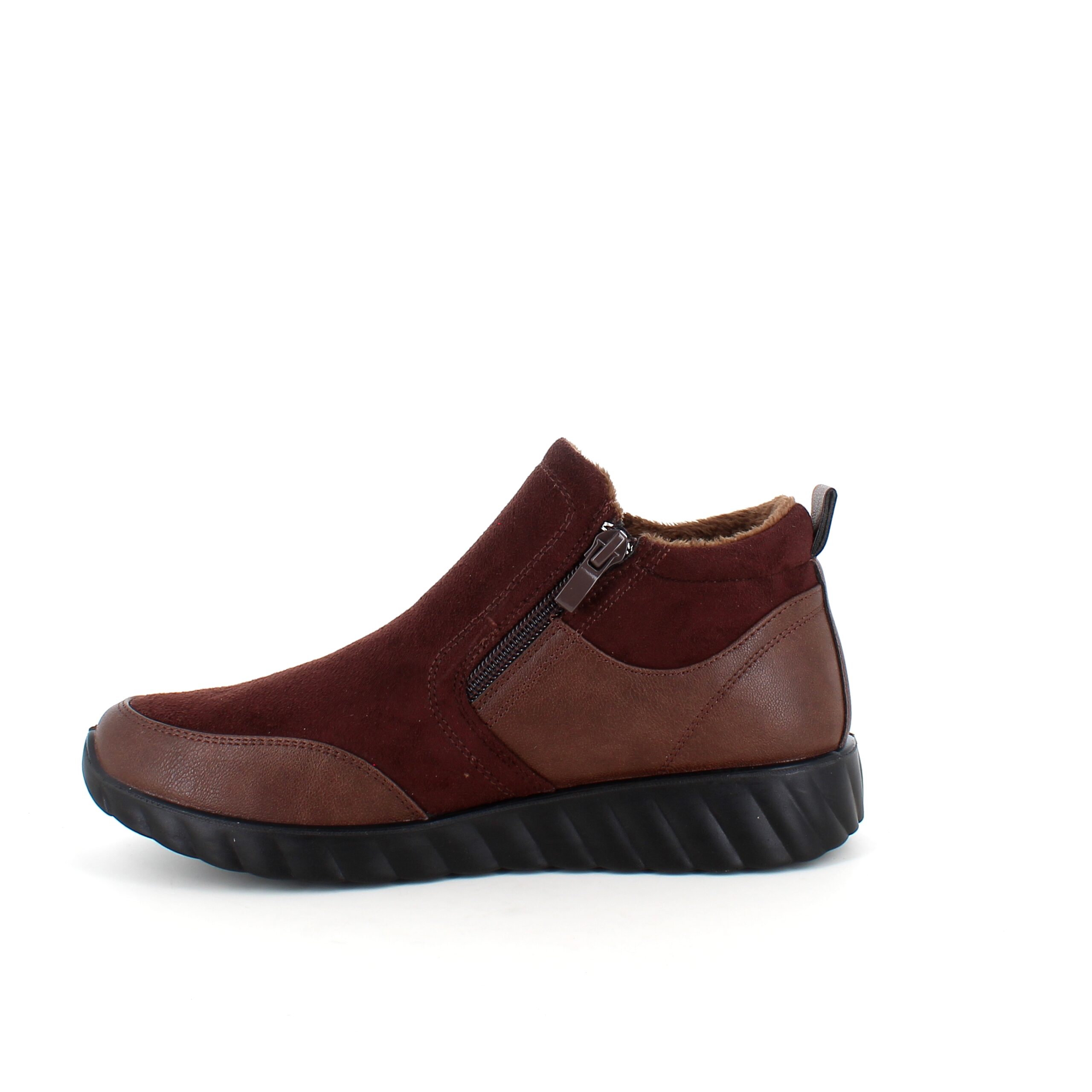 Kort brun støvel med dobbel glidelås