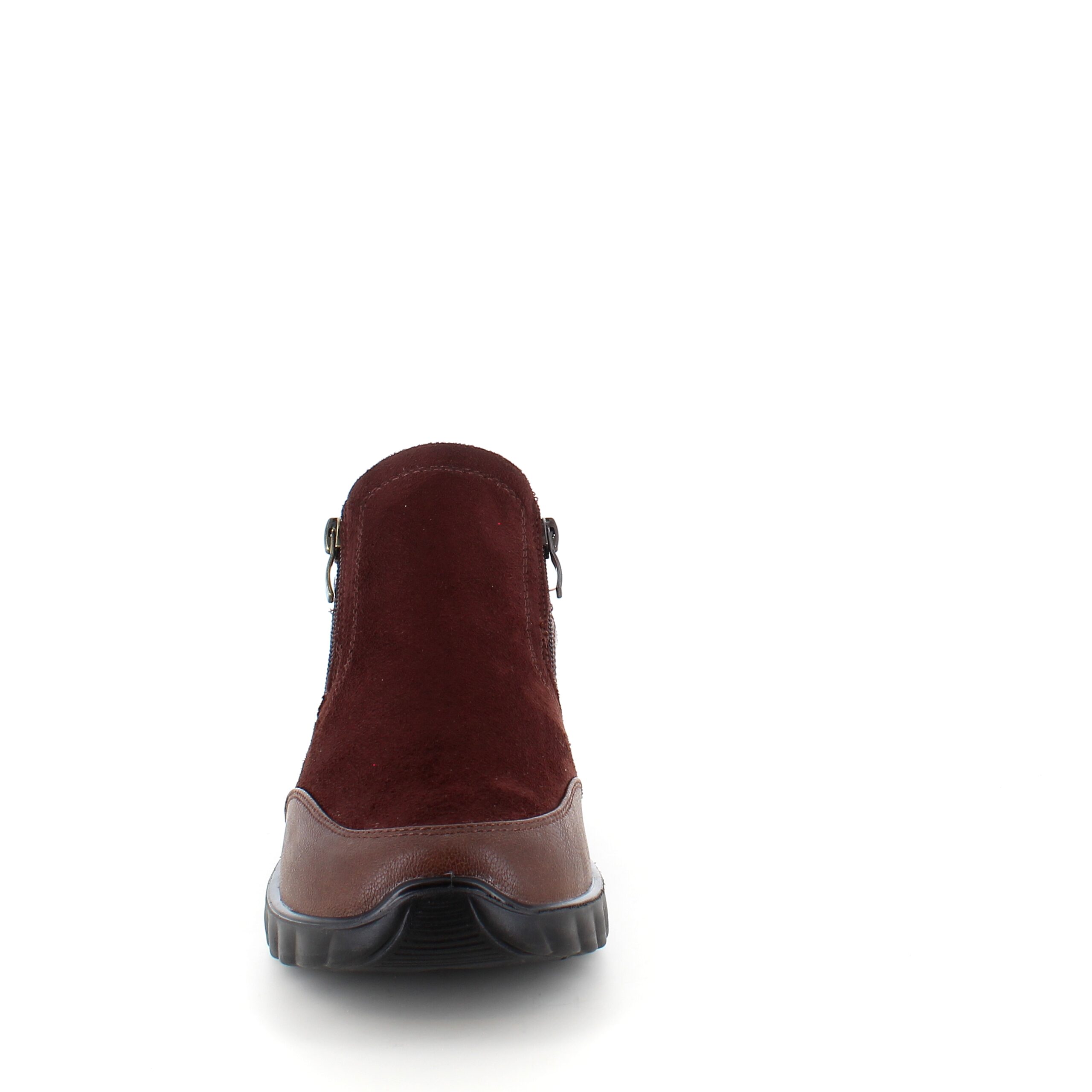 Kort brun støvel med dobbel glidelås