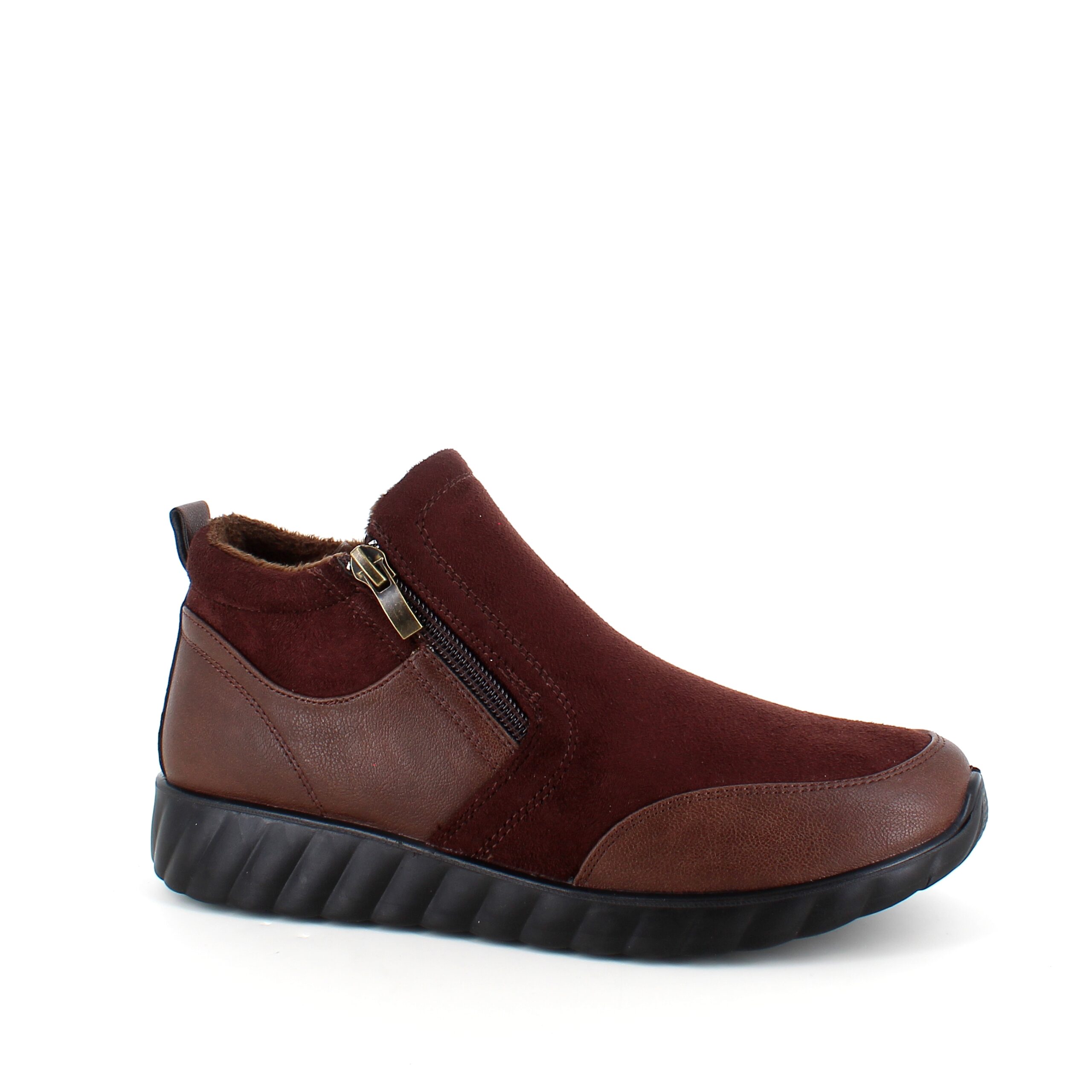 Kort brun støvel med dobbel glidelås