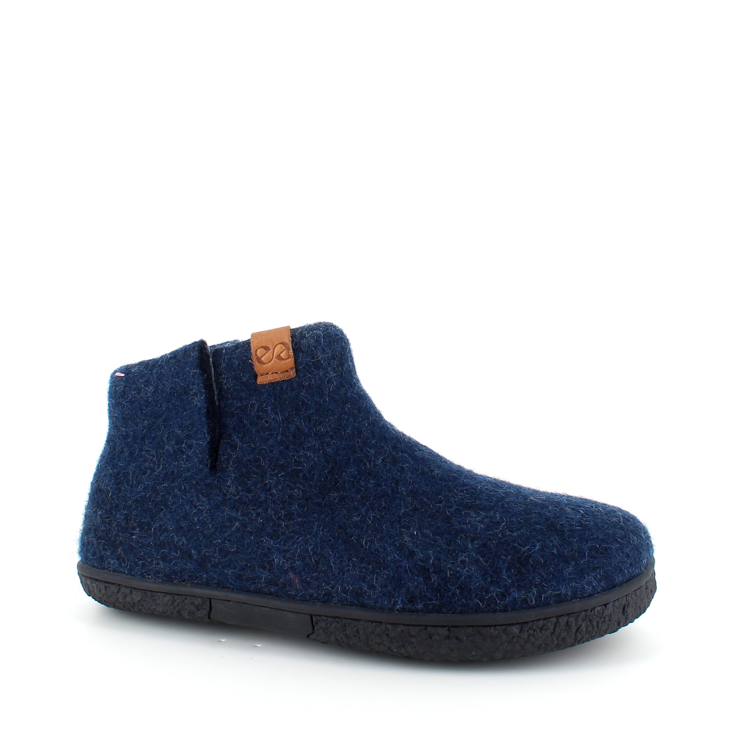 Høy marineblå hjemmesko i ull med sklihemmende såler fra Green Comfort