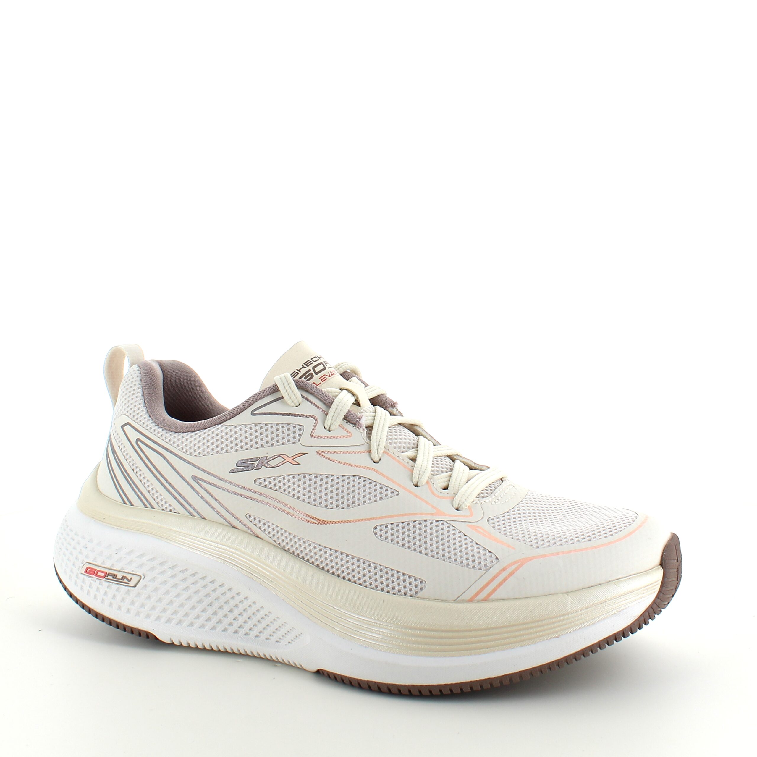 Ultralett hvit Skecherssko med effektiv støtdemping og stiv rulling