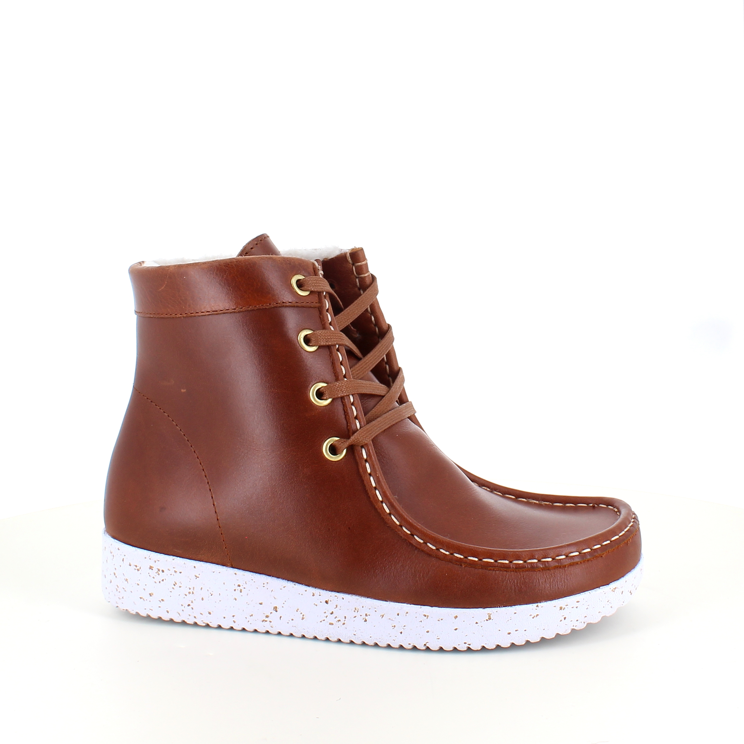 Brun lærstøvel fra Nature foret med ull