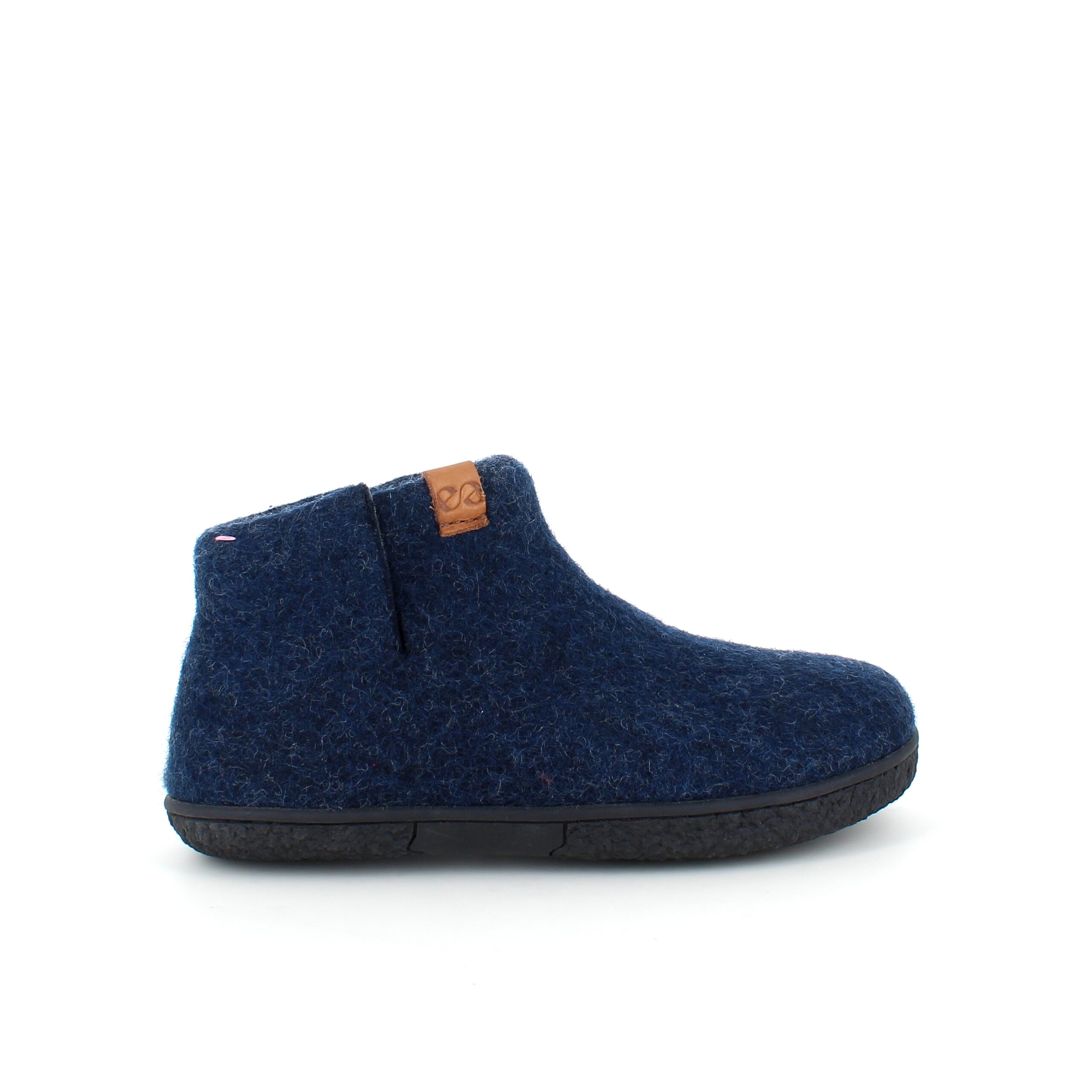 Høy marineblå hjemmesko i ull med sklihemmende såler fra Green Comfort