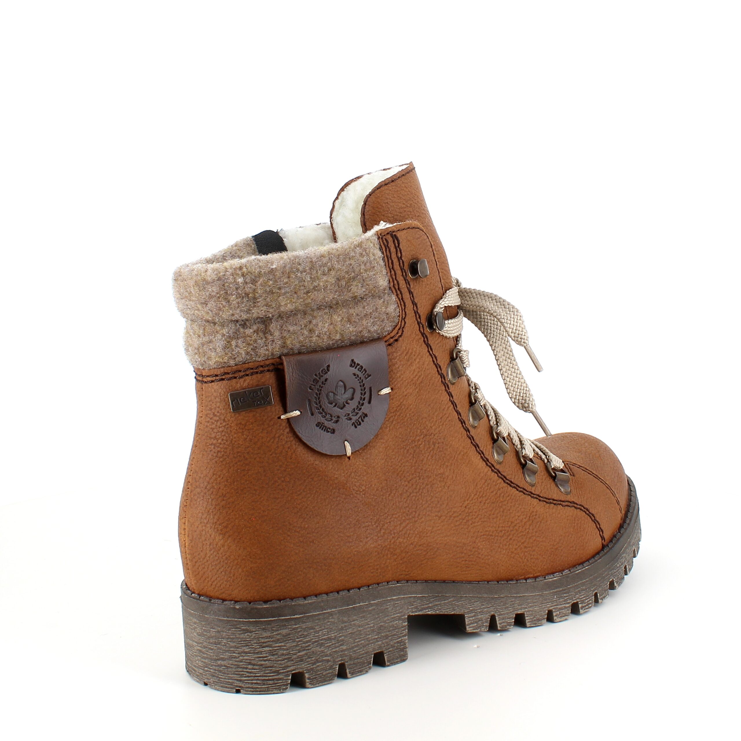 Brun Rieker vinterstøvel med både snøring og glidelås