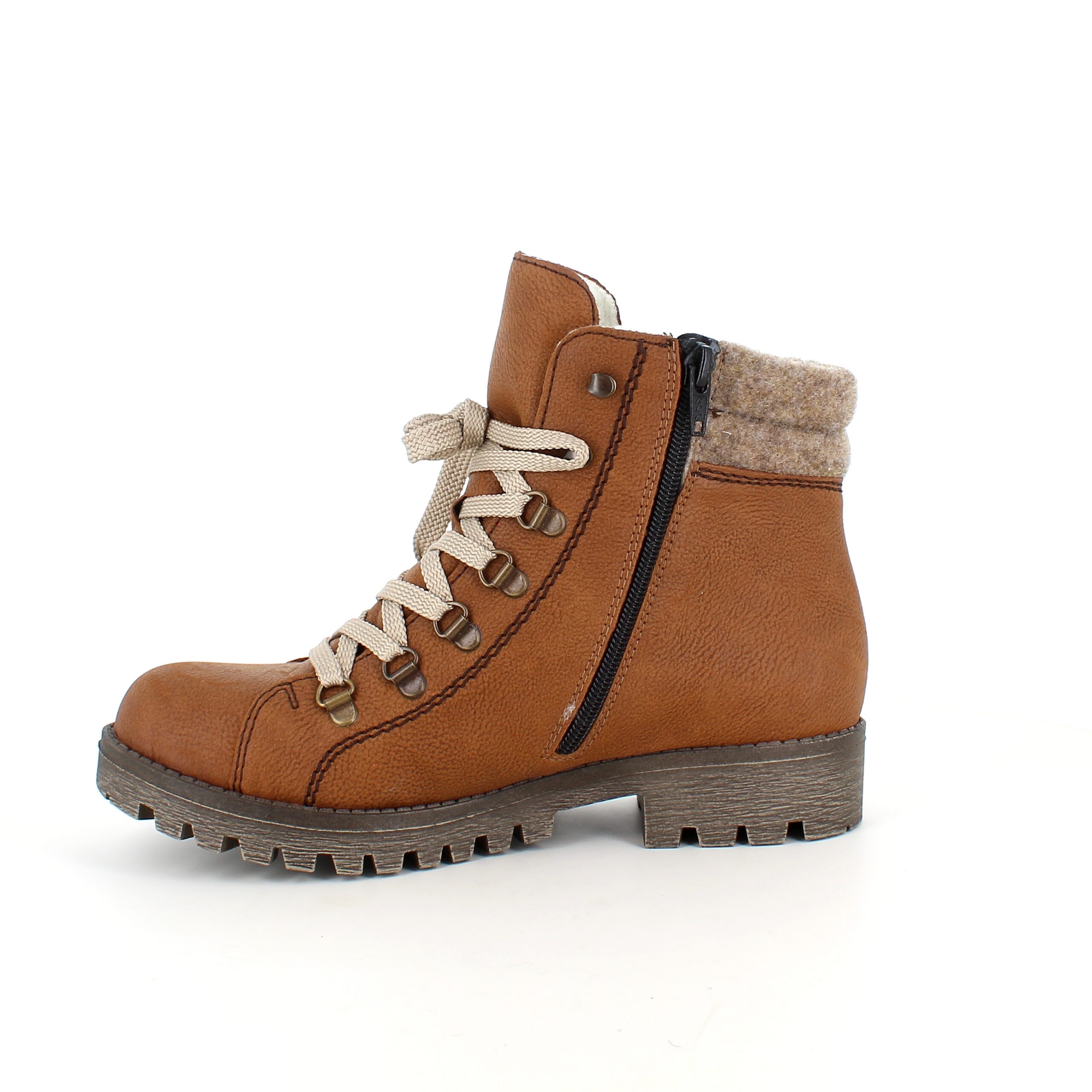 Brun Rieker vinterstøvel med både snøring og glidelås