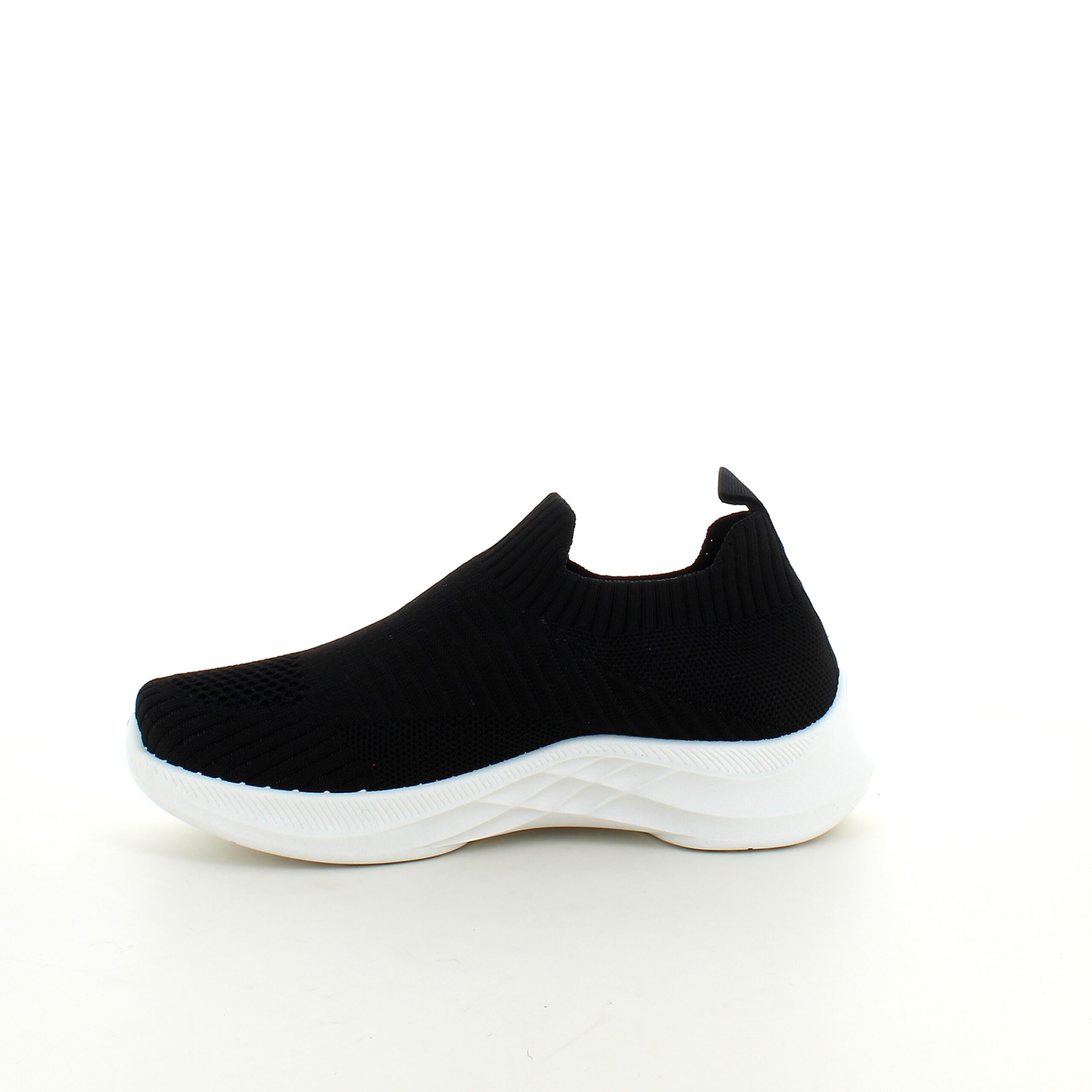 Svart slip-in sko med strikket overdel