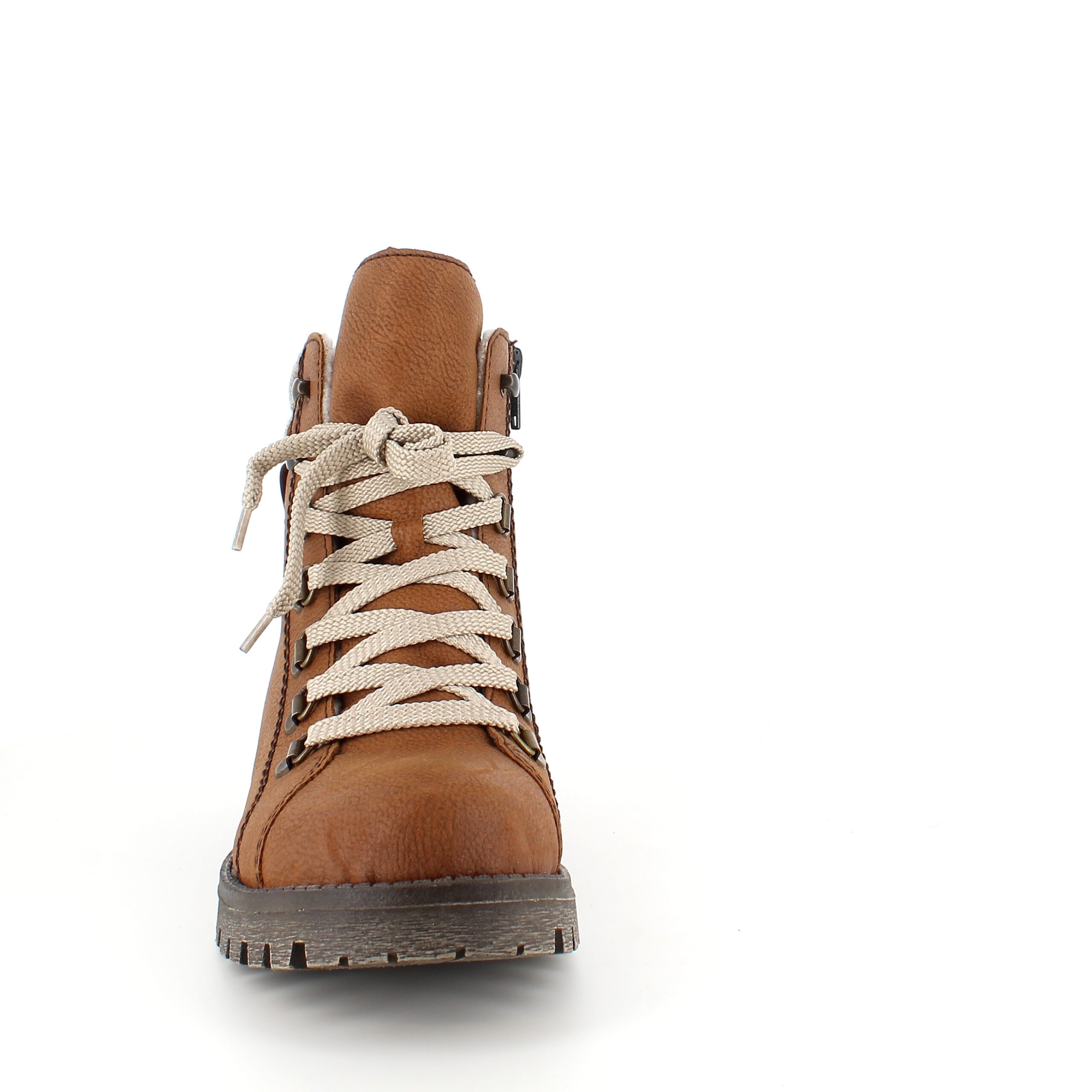 Brun Rieker vinterstøvel med både snøring og glidelås