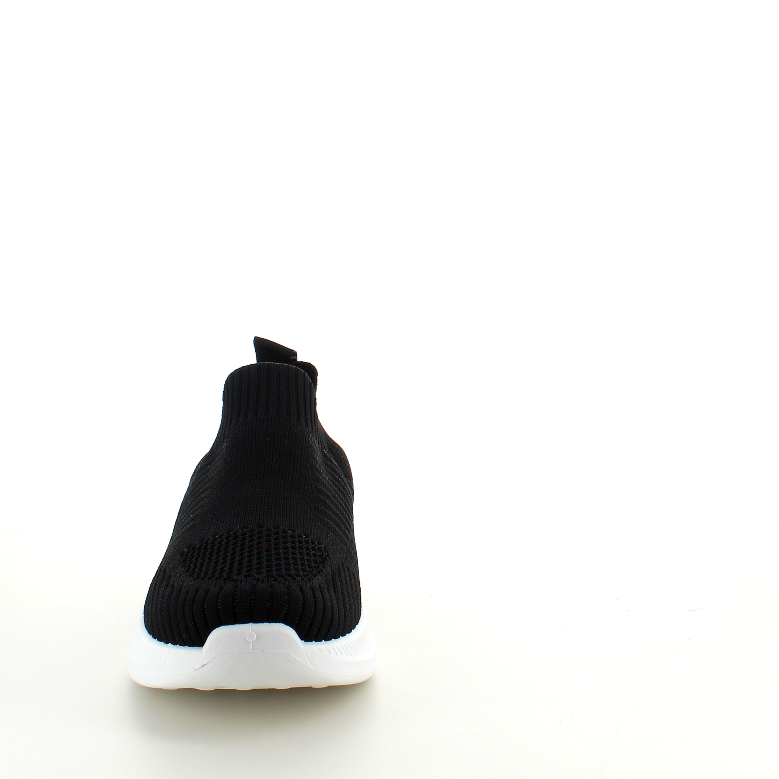 Svart slip-in sko med strikket overdel