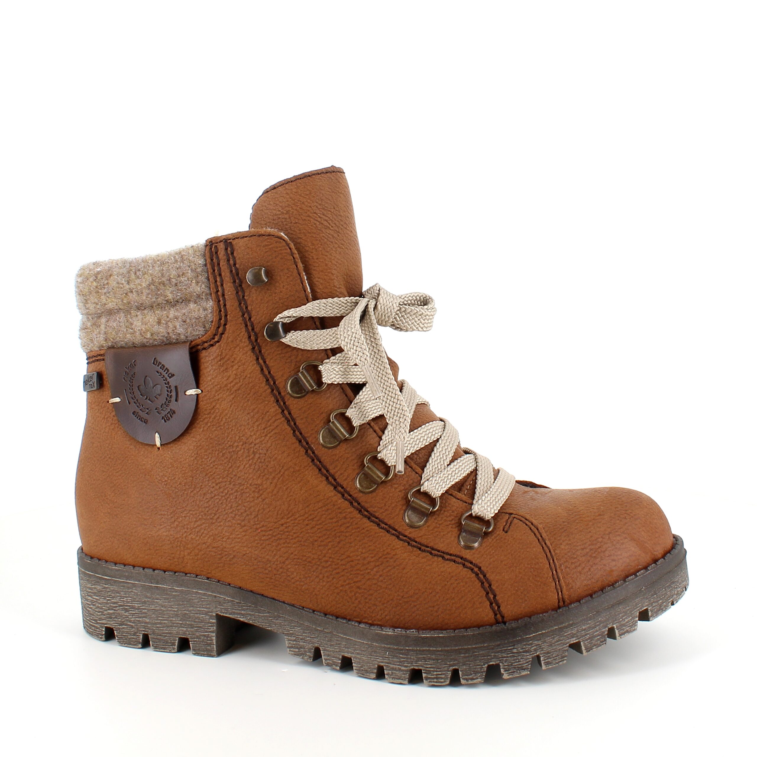 Brun Rieker vinterstøvel med både snøring og glidelås