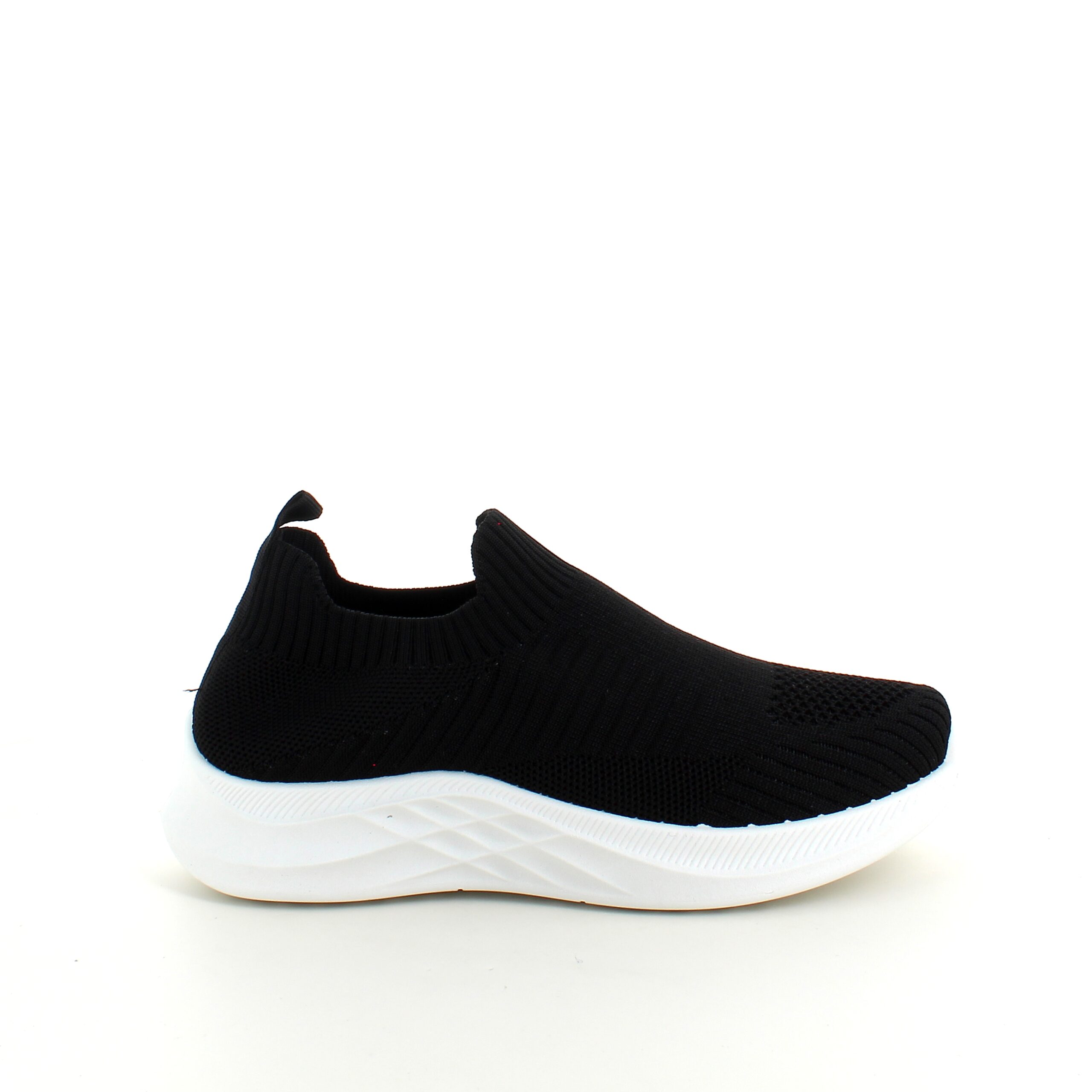 Svart slip-in sko med strikket overdel