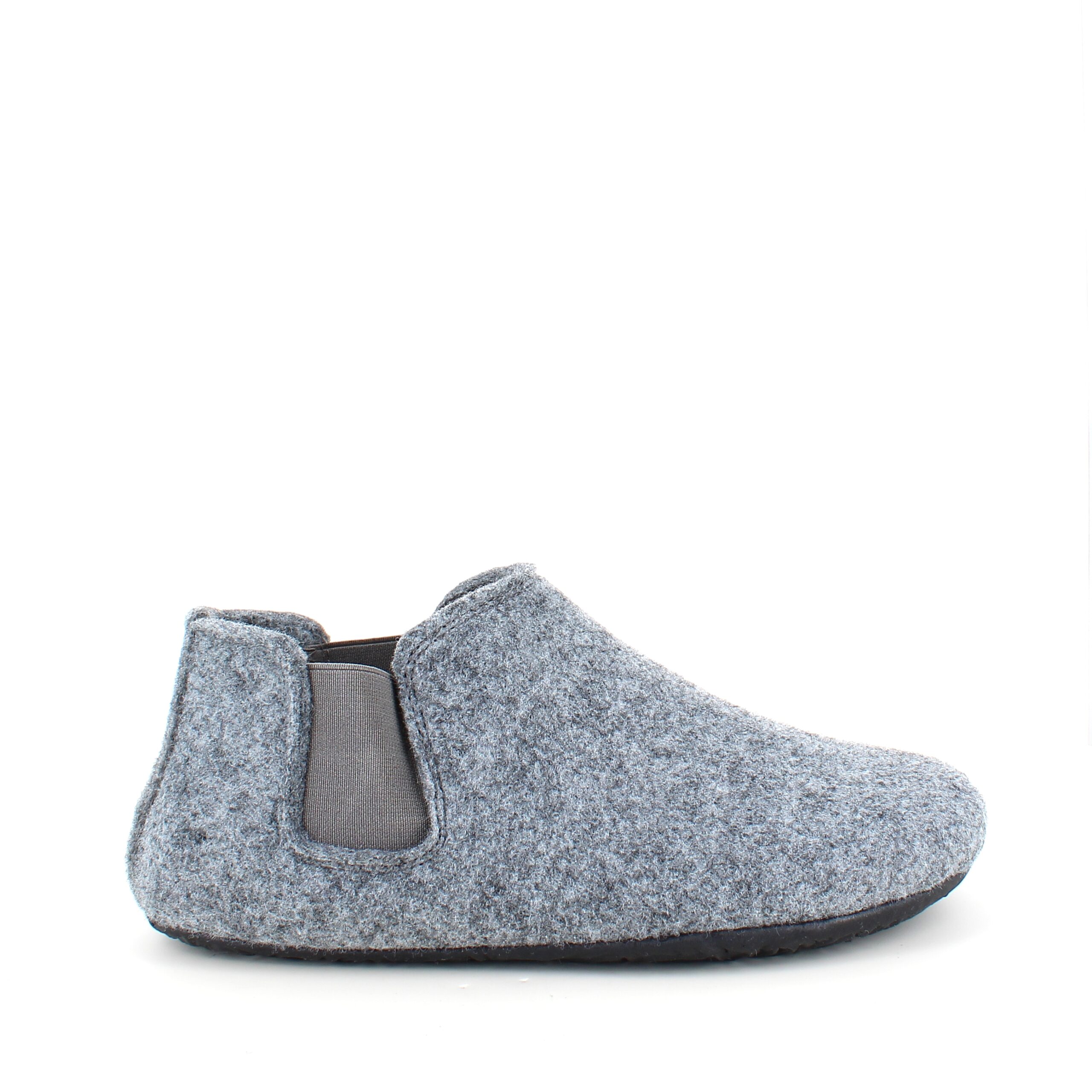 Grå filttøfler med god bredde og uttakbar innleggssåle