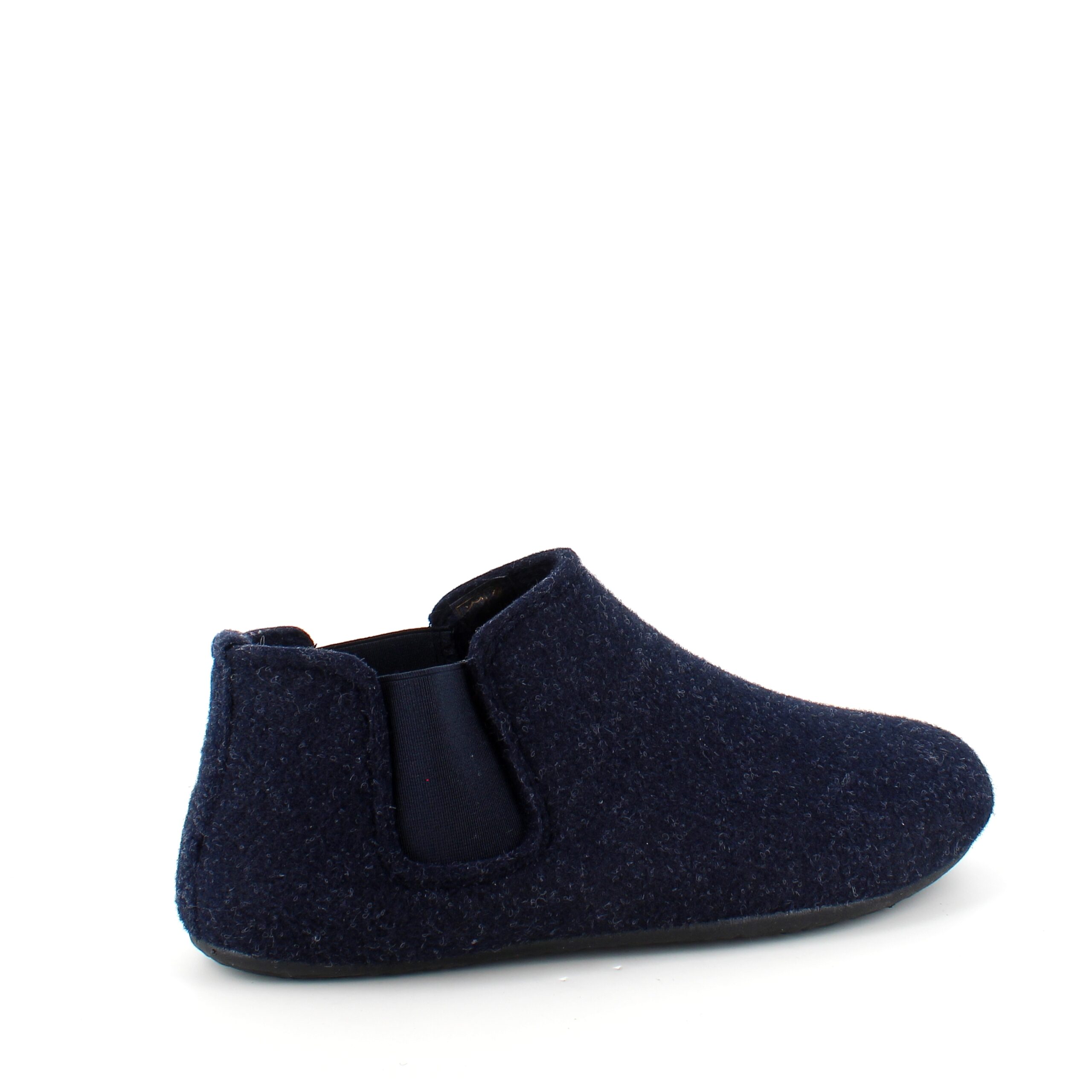 Mørkeblå filtede tøfler med god bredde og uttakbar innersåle