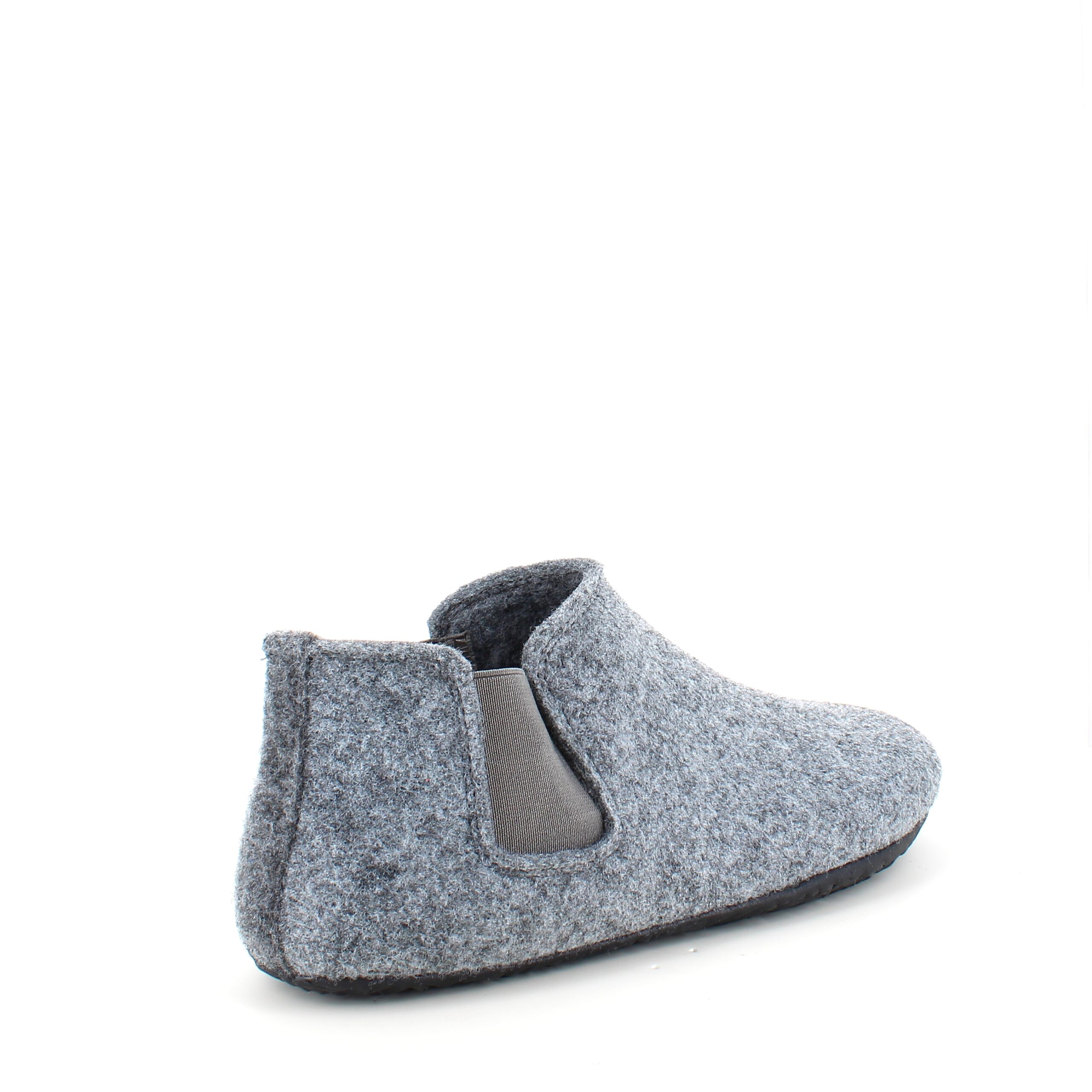 Grå filttøfler med god bredde og uttakbar innleggssåle