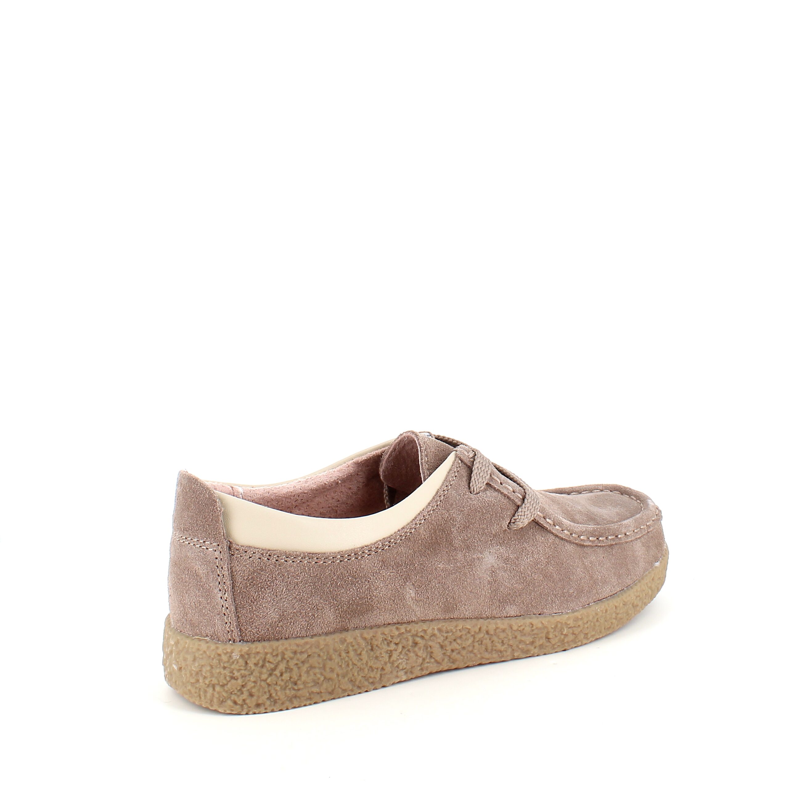 Beige semsket sko med rågummisåle