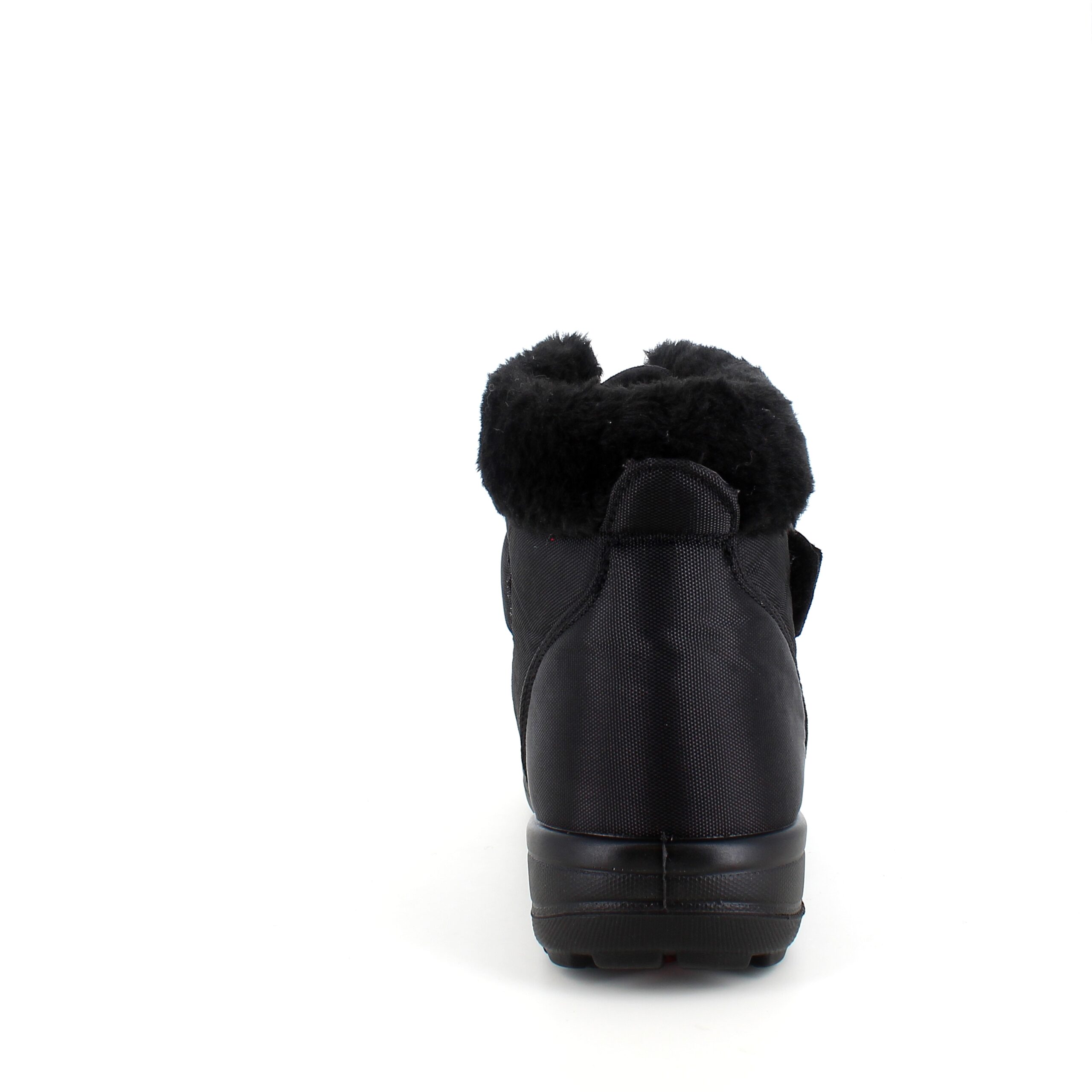 Svart vinterstøvel med borrelås og bred åpning