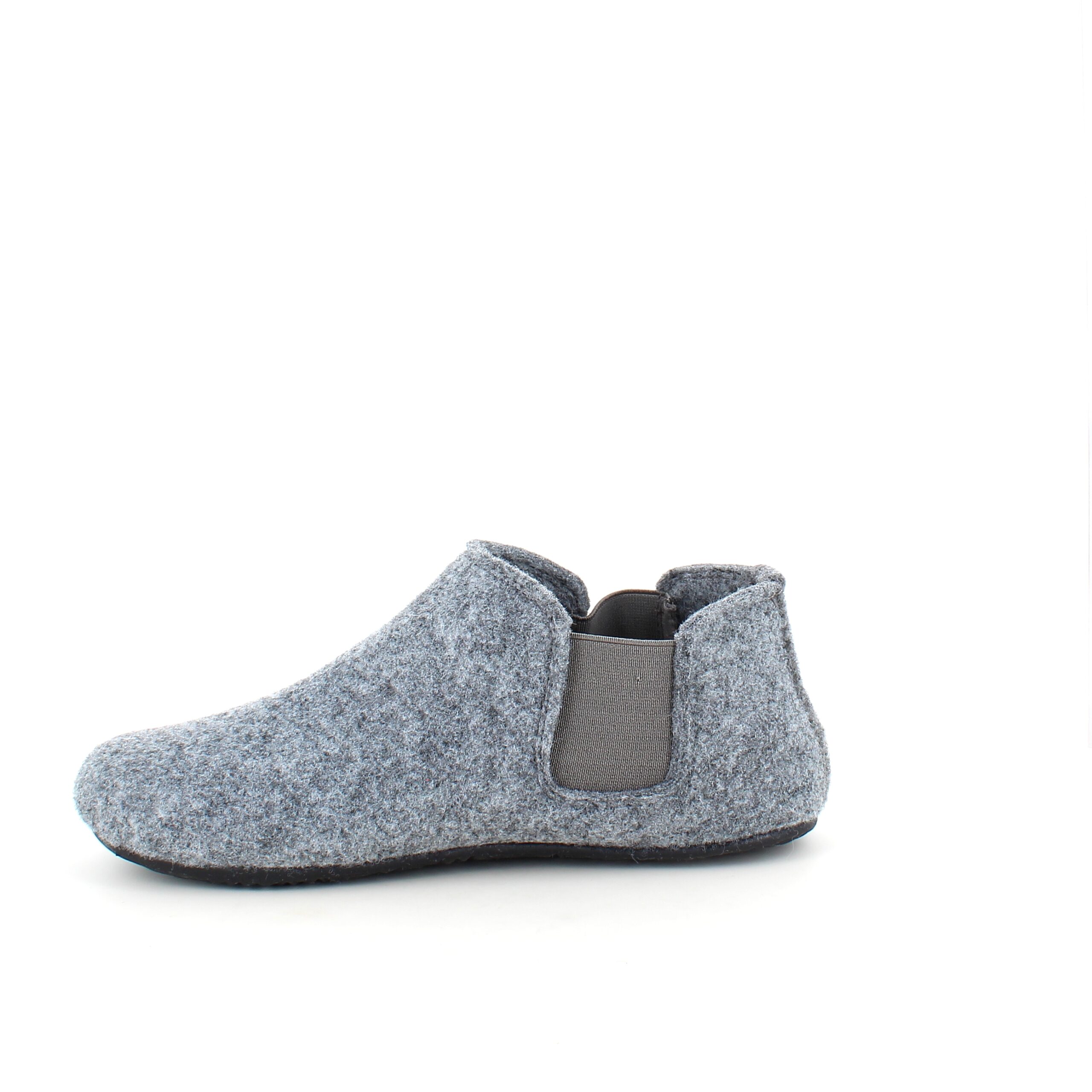 Grå filttøfler med god bredde og uttakbar innleggssåle