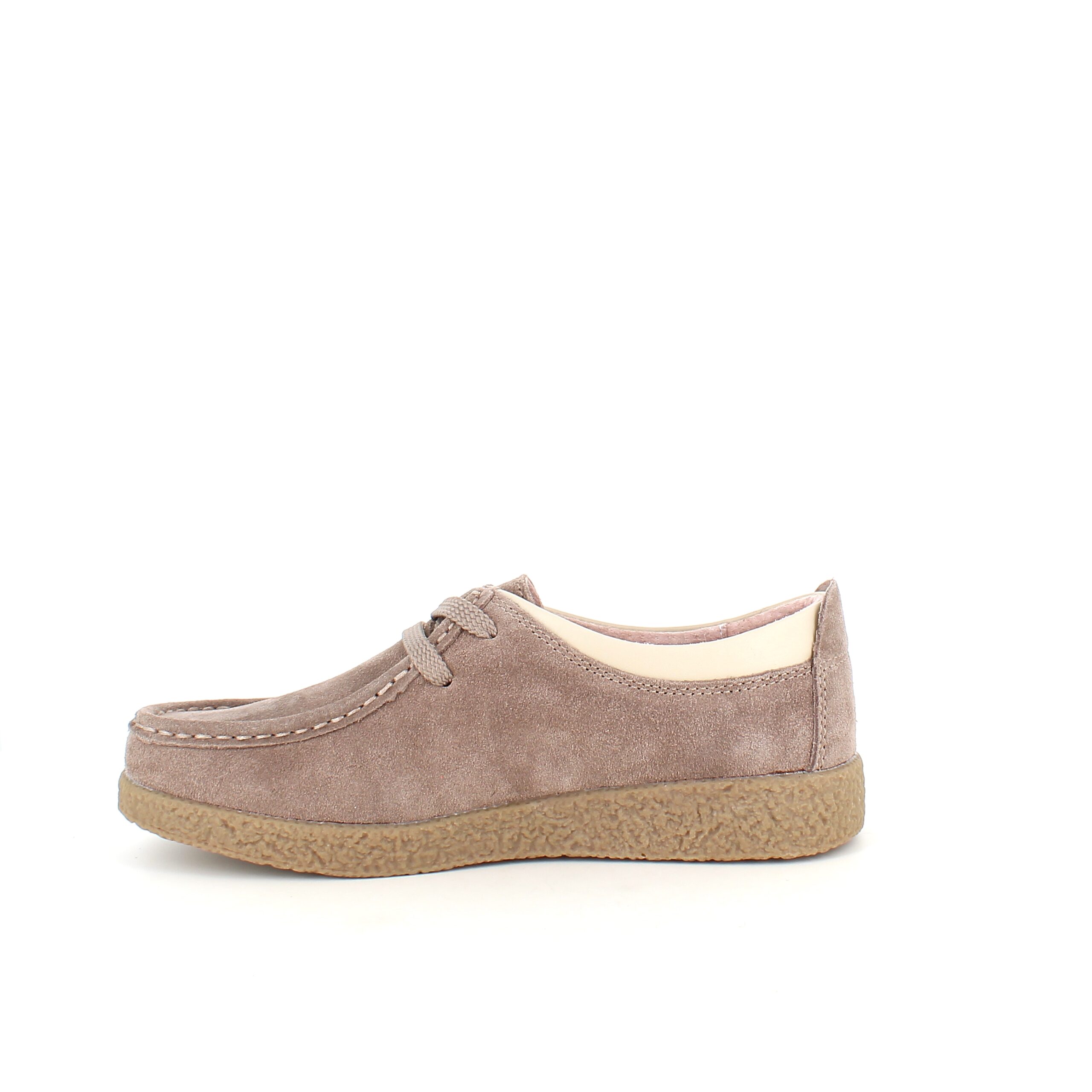 Beige semsket sko med rågummisåle