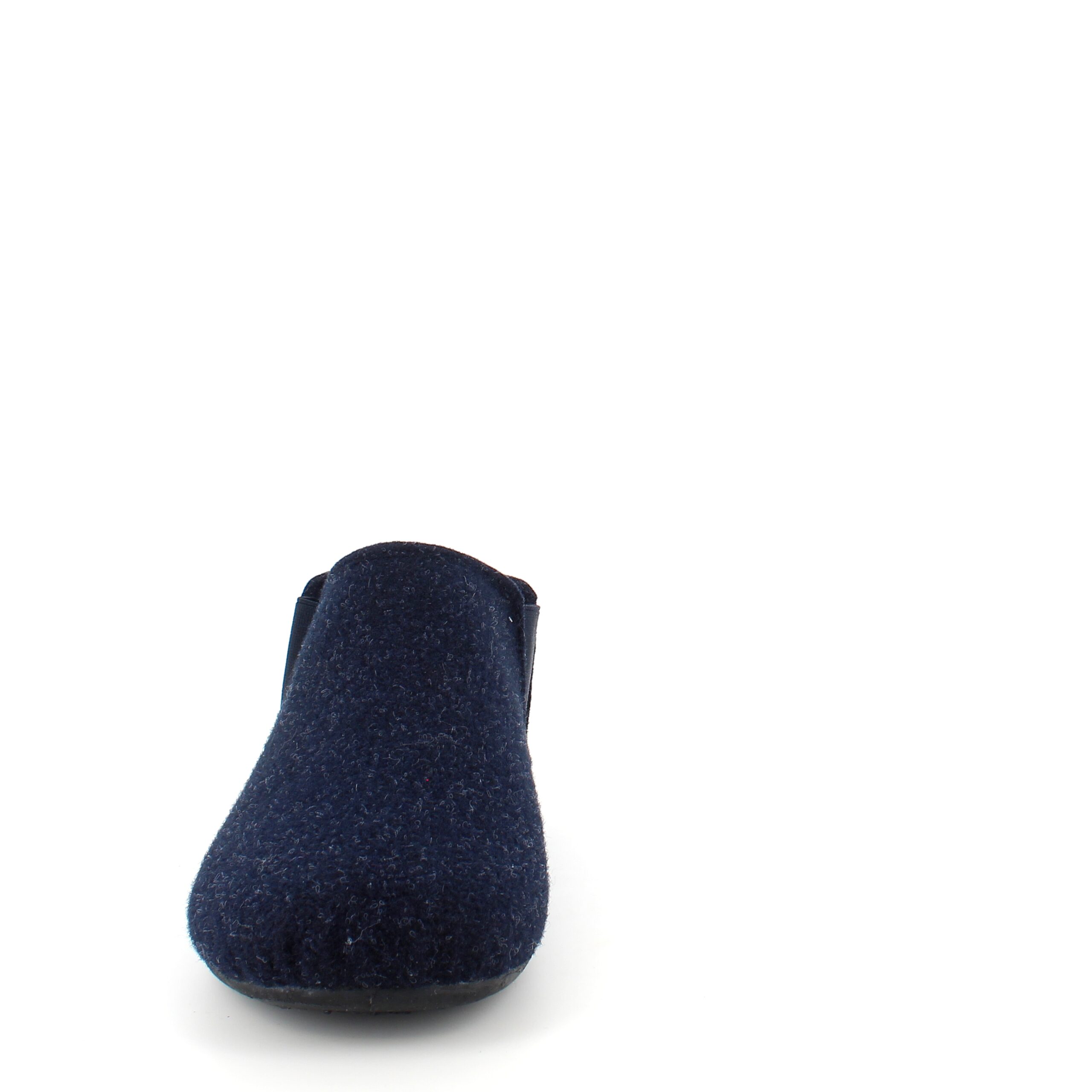 Mørkeblå filtede tøfler med god bredde og uttakbar innersåle