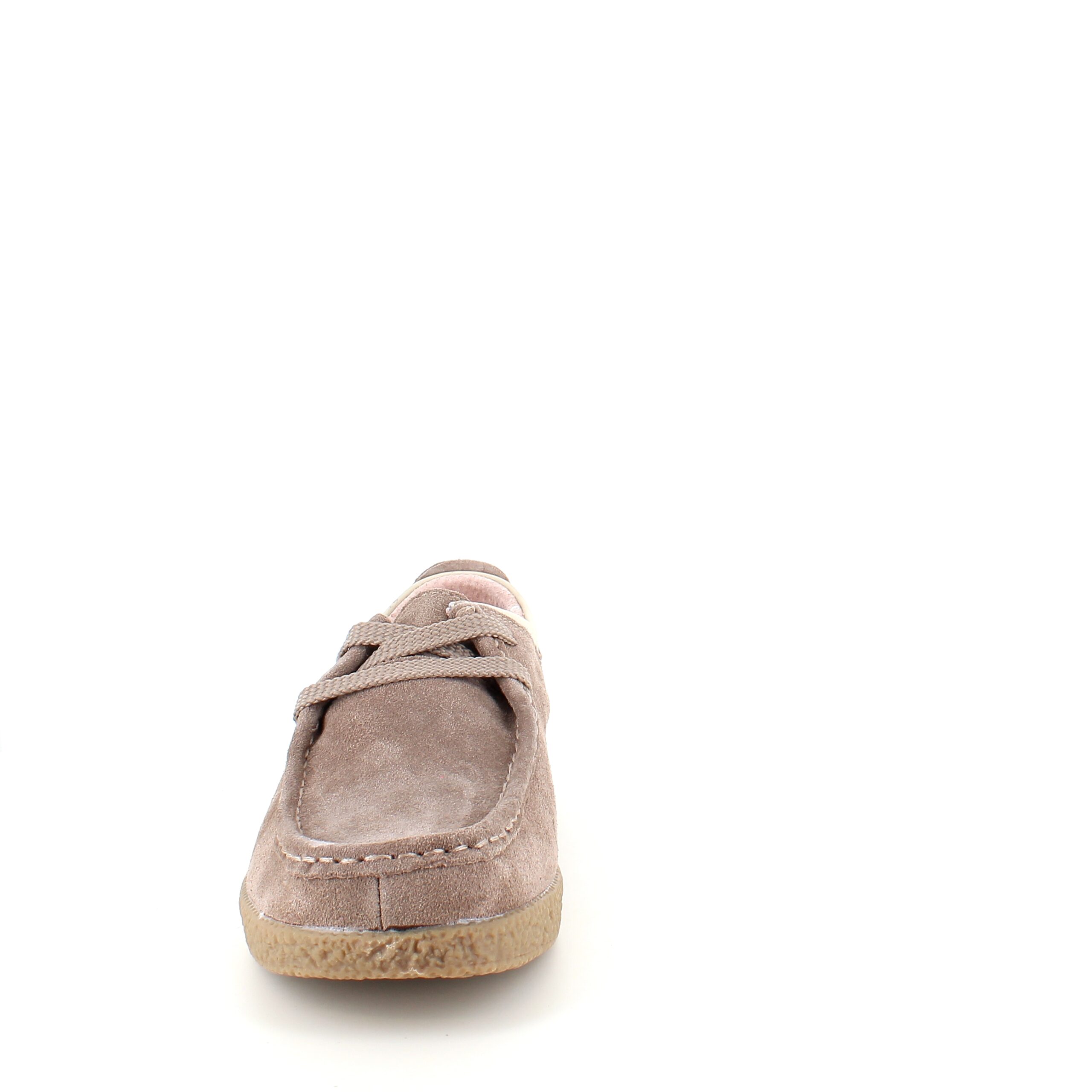 Beige semsket sko med rågummisåle