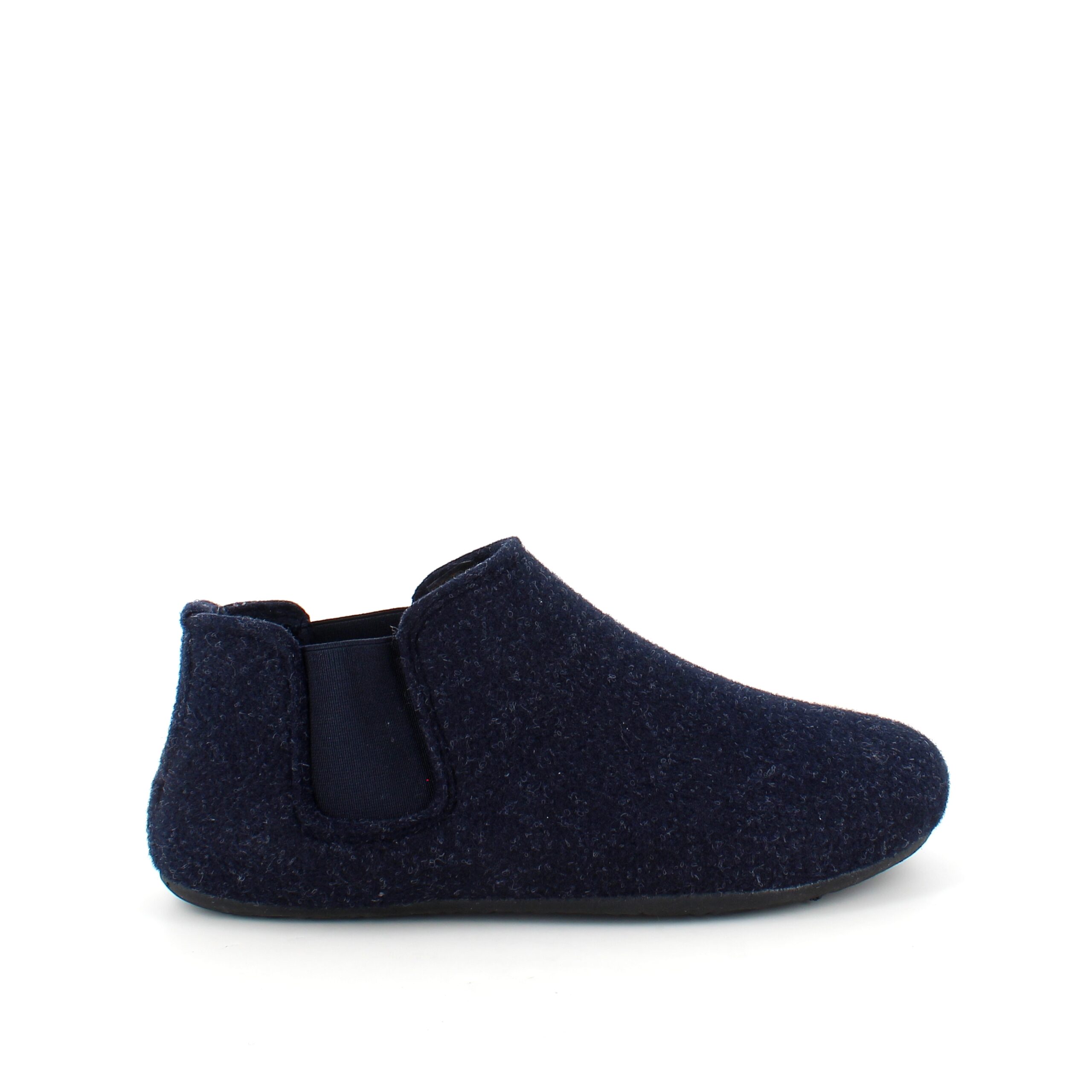 Mørkeblå filtede tøfler med god bredde og uttakbar innersåle