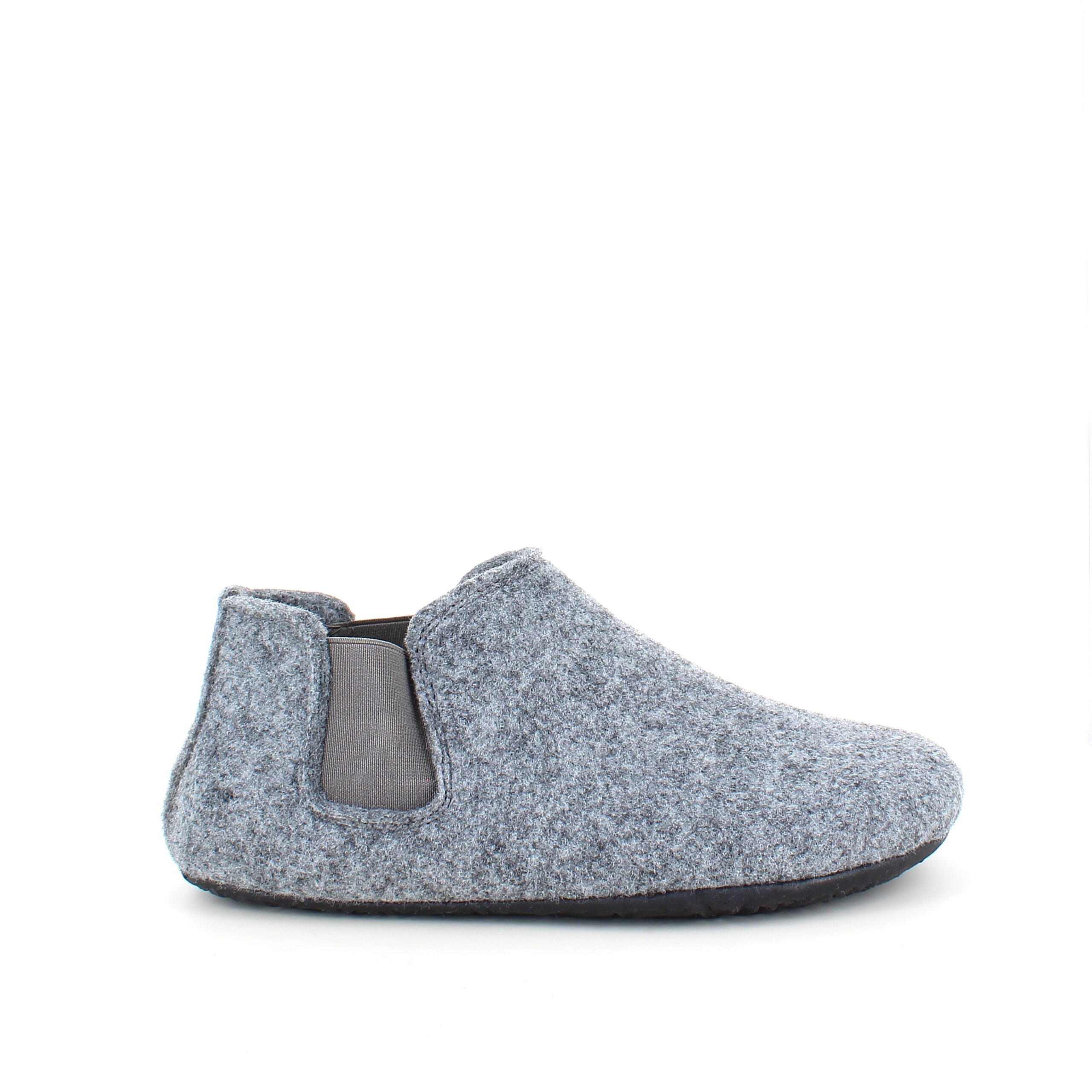 Grå filttøfler med god bredde og uttakbar innleggssåle