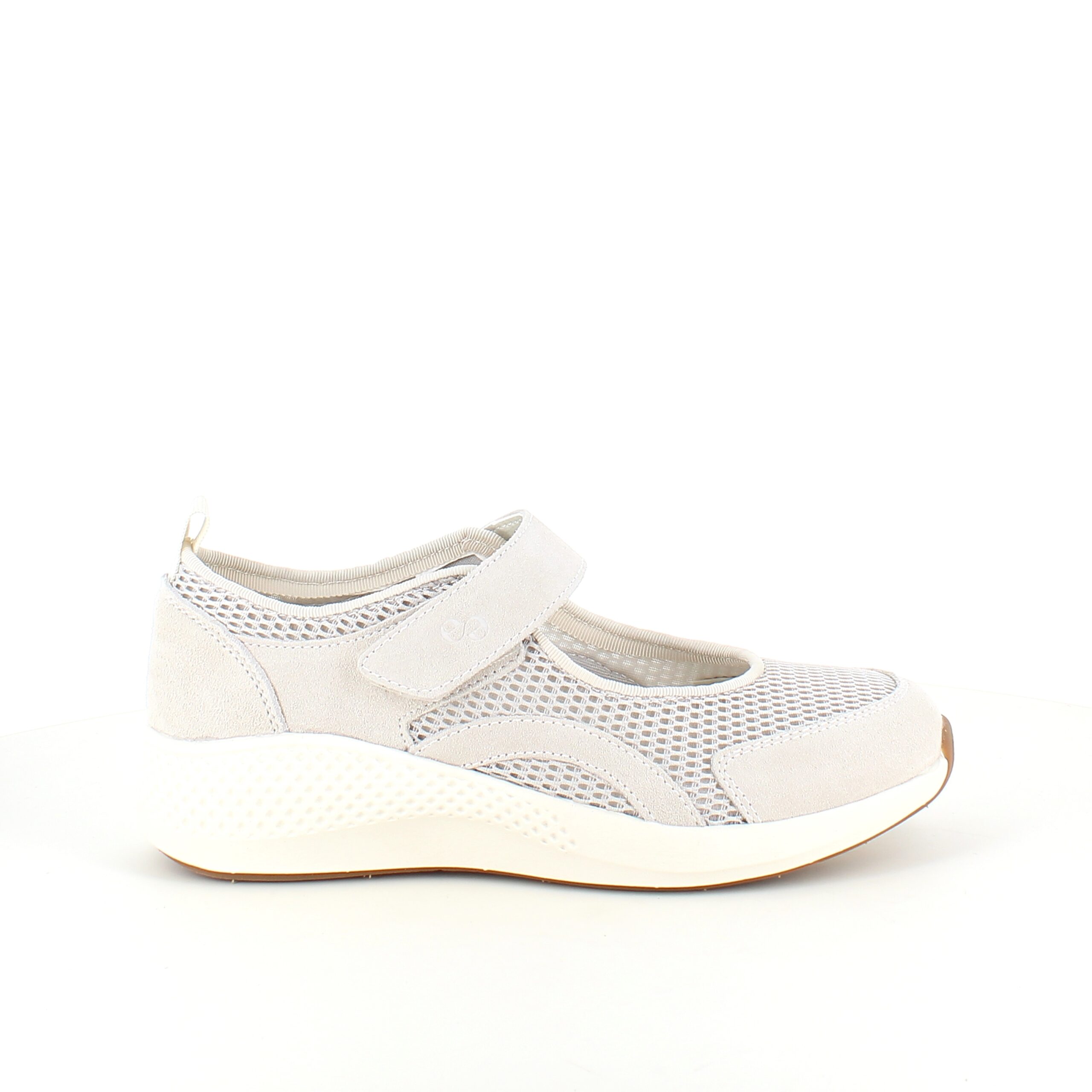 Hvit ballerina fra Green Comfort med svangstøtte og borrelåsrem